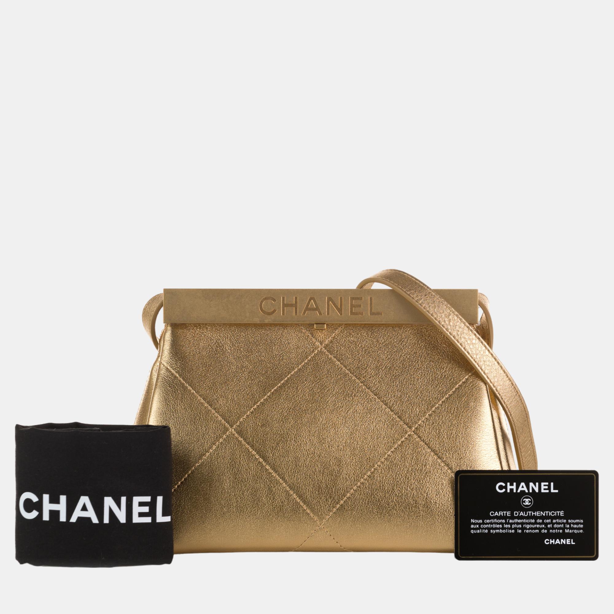Chanel Gold Kiss Lock Frame Bag
