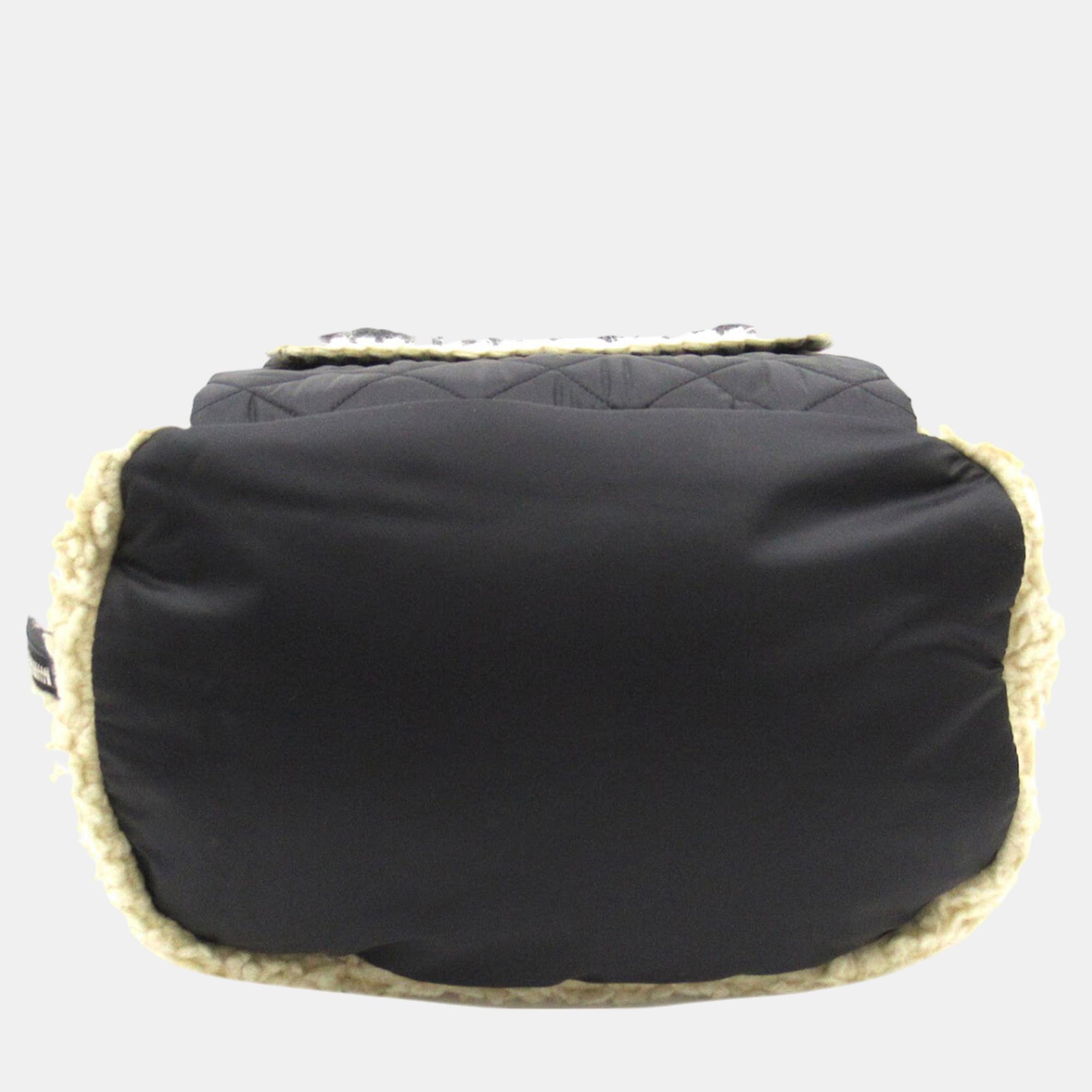 Chanel Black/White Mouton Drawstring Tote Bag