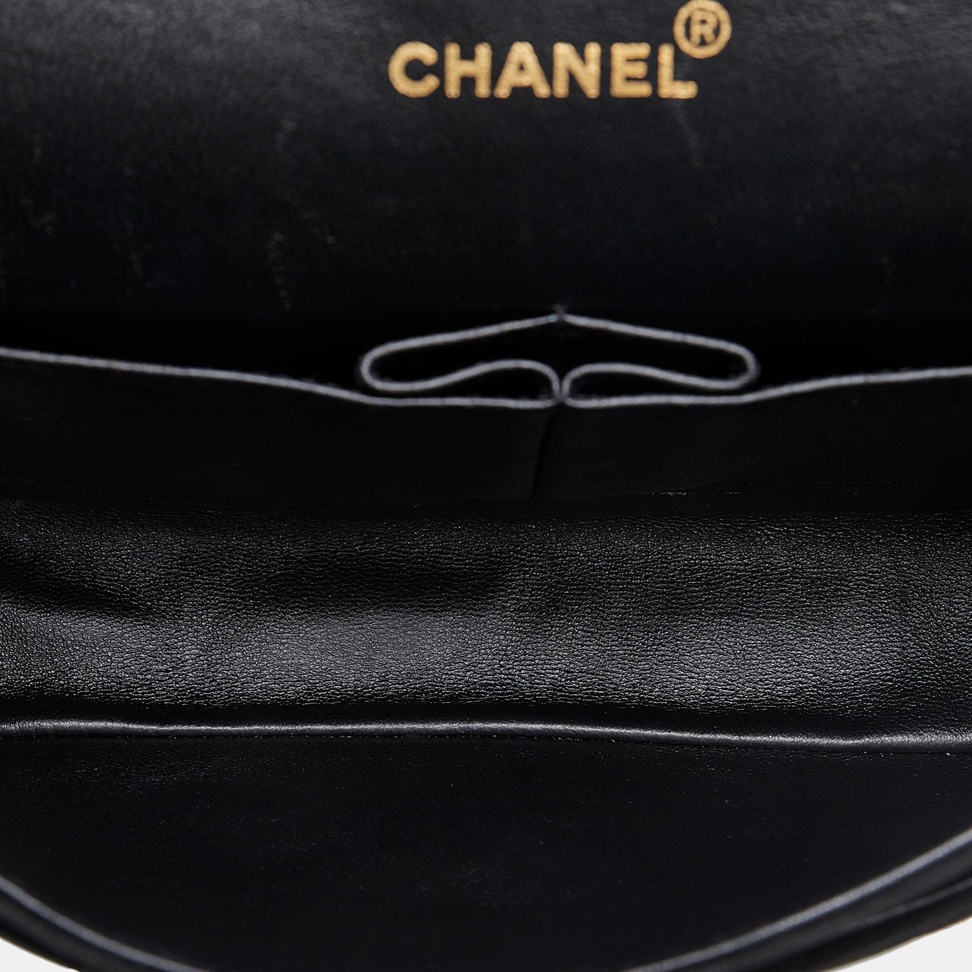 Chanel Black Medium Chevron Suede Double Flap