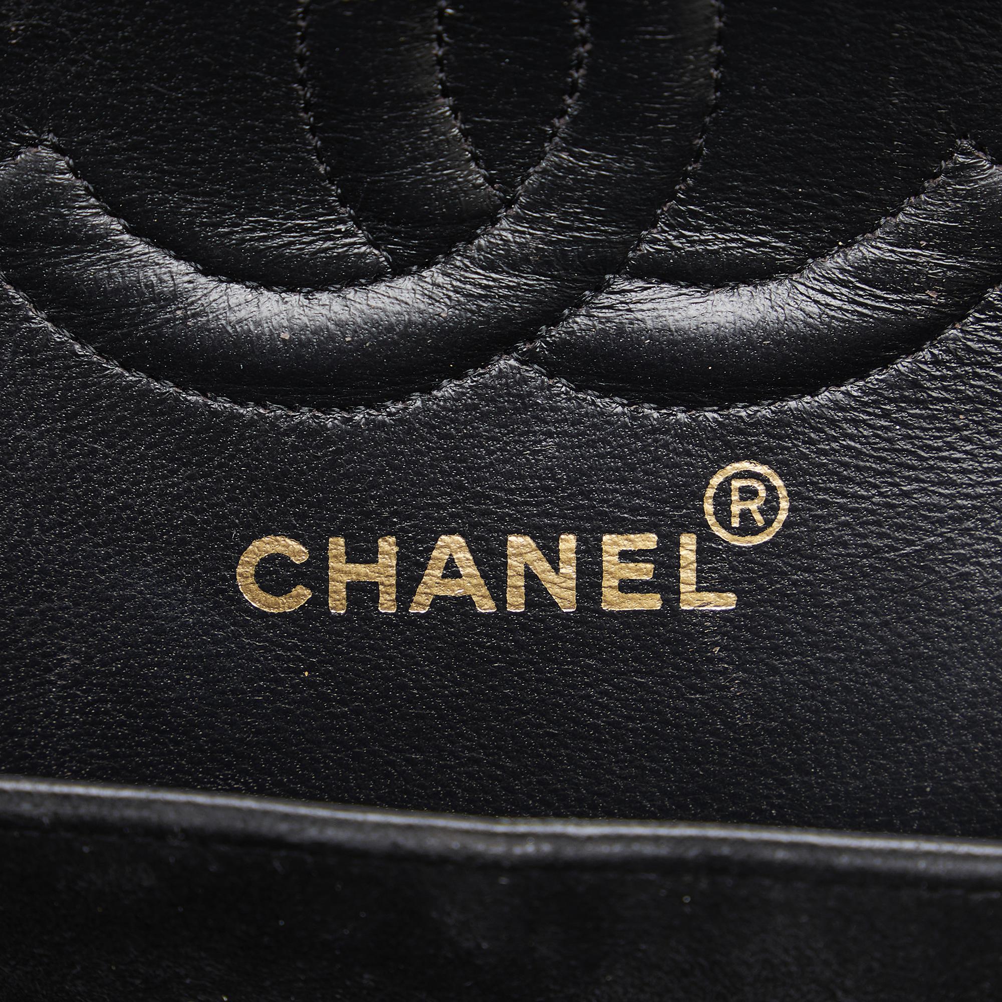 Chanel Black Medium Chevron Suede Double Flap