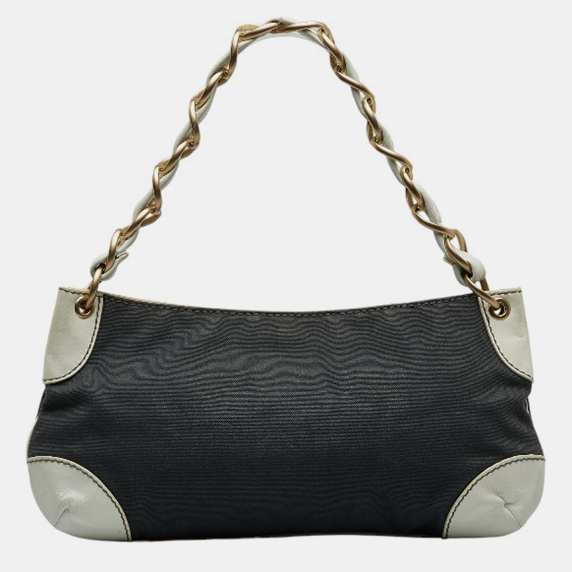 Chanel Black Canvas Chain Shoulder  Bag