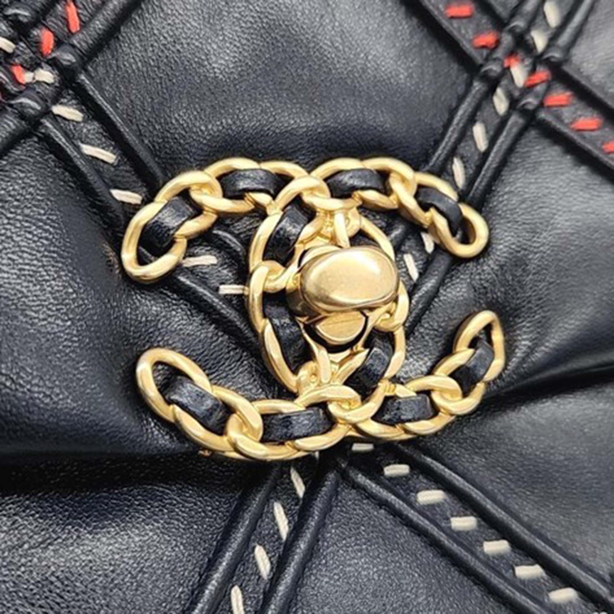 Chanel Black Leather 19 Flap Bag Large