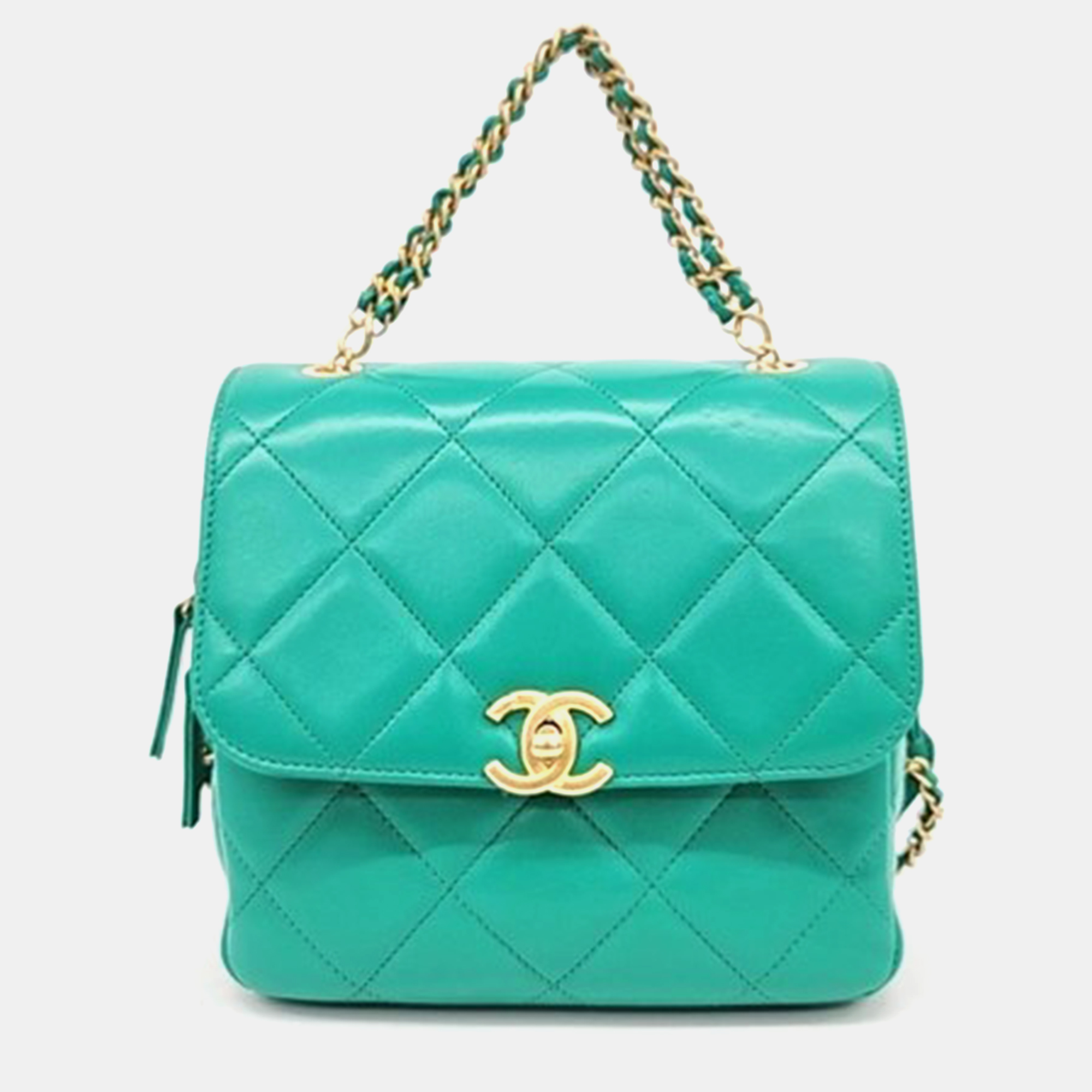 Chanel Green Leather Backpack