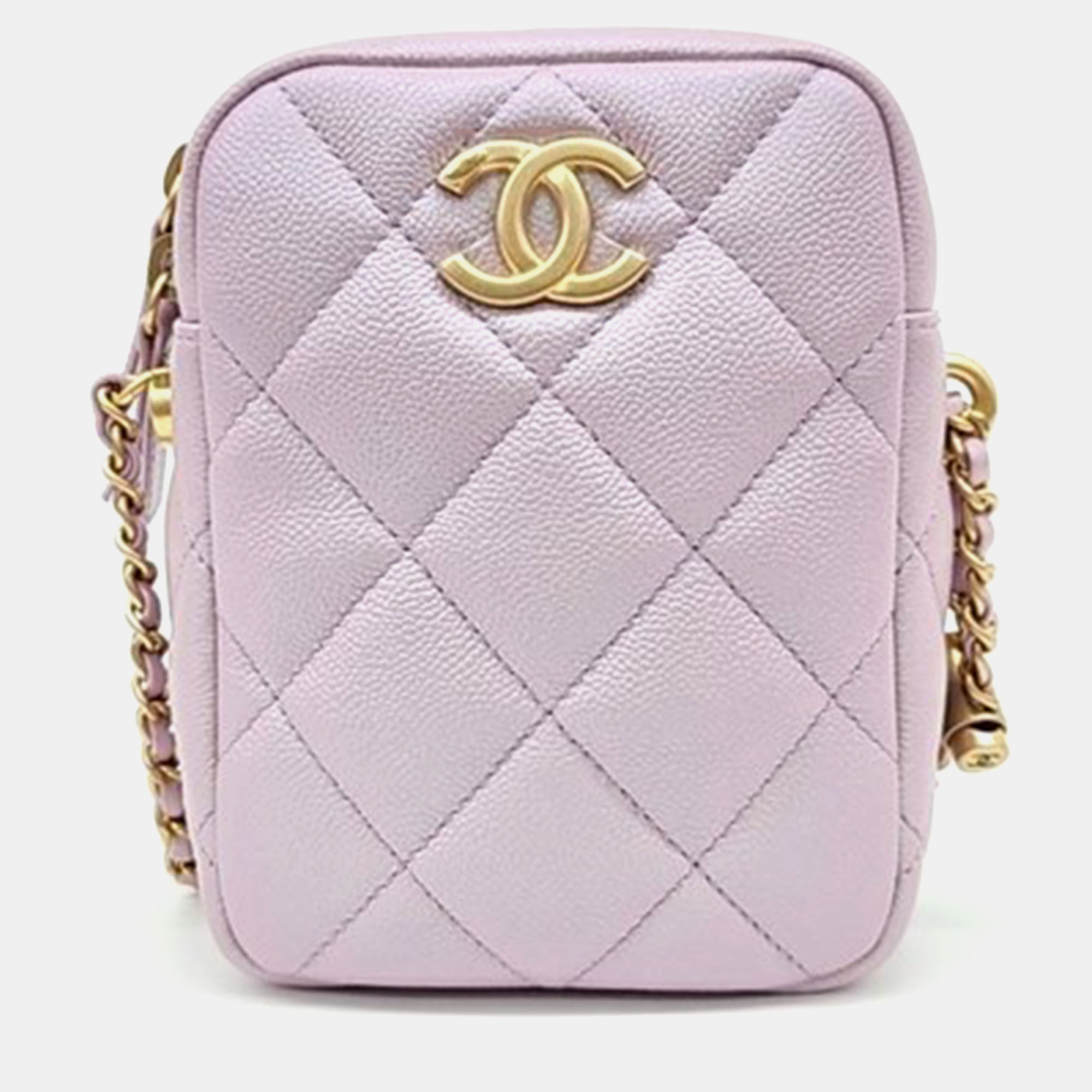 Chanel pink leather mini camera bag