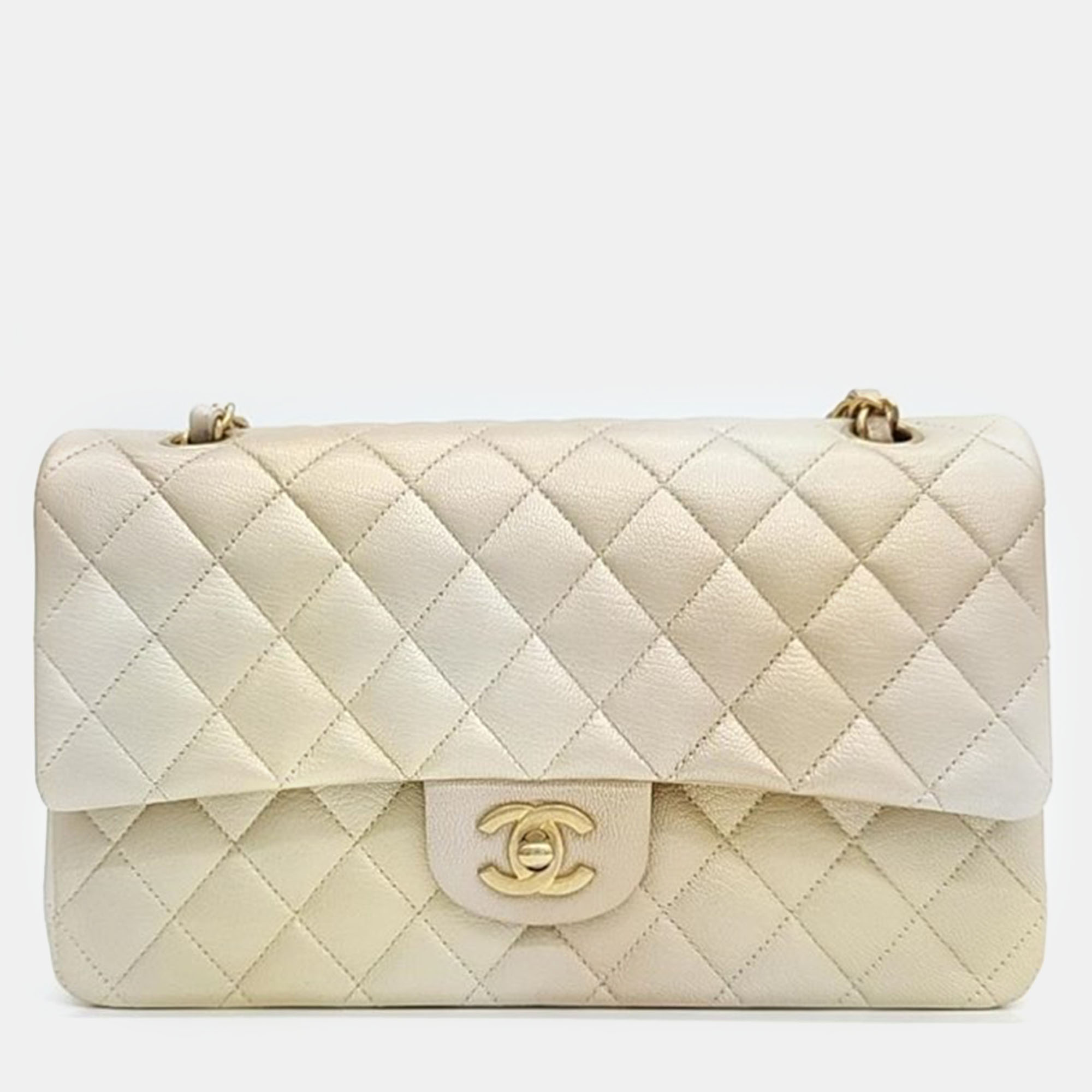 Chanel gold leather classic double flap medium bag