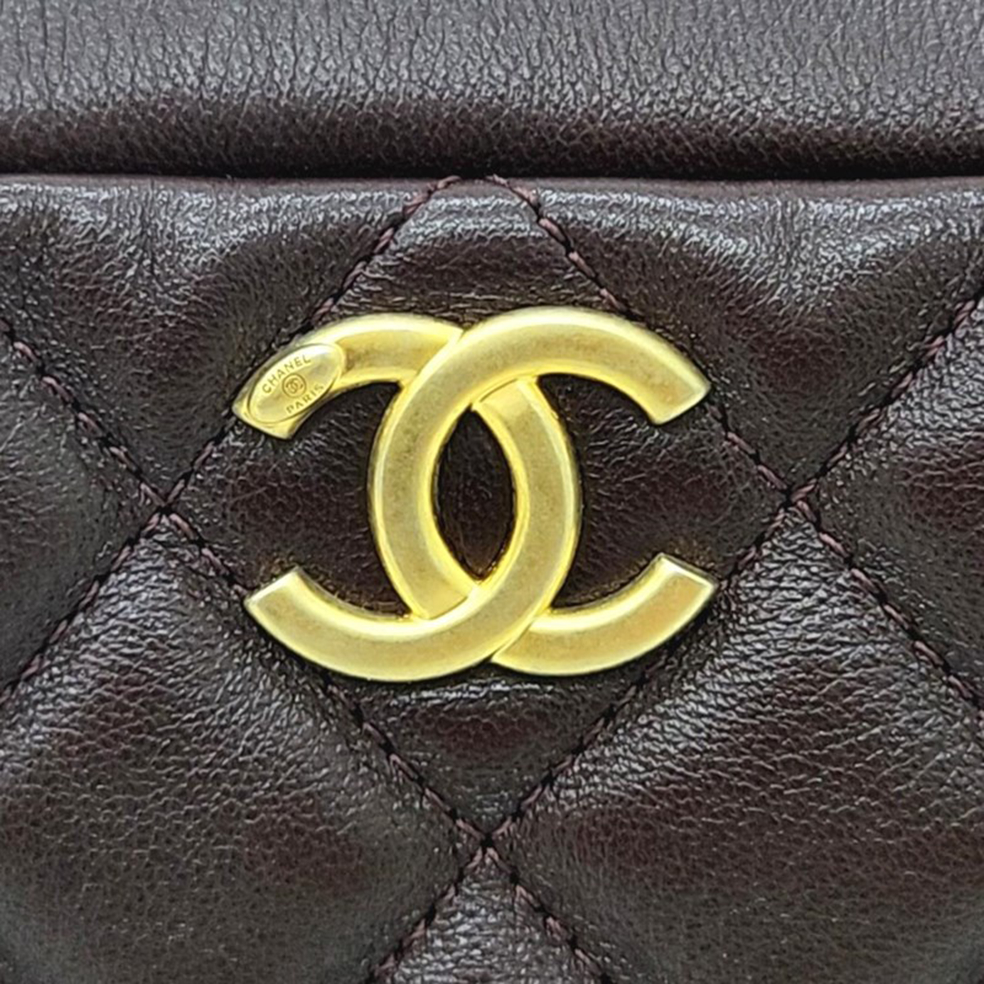 Chanel Leather Burgundy Mini Bowling Bag