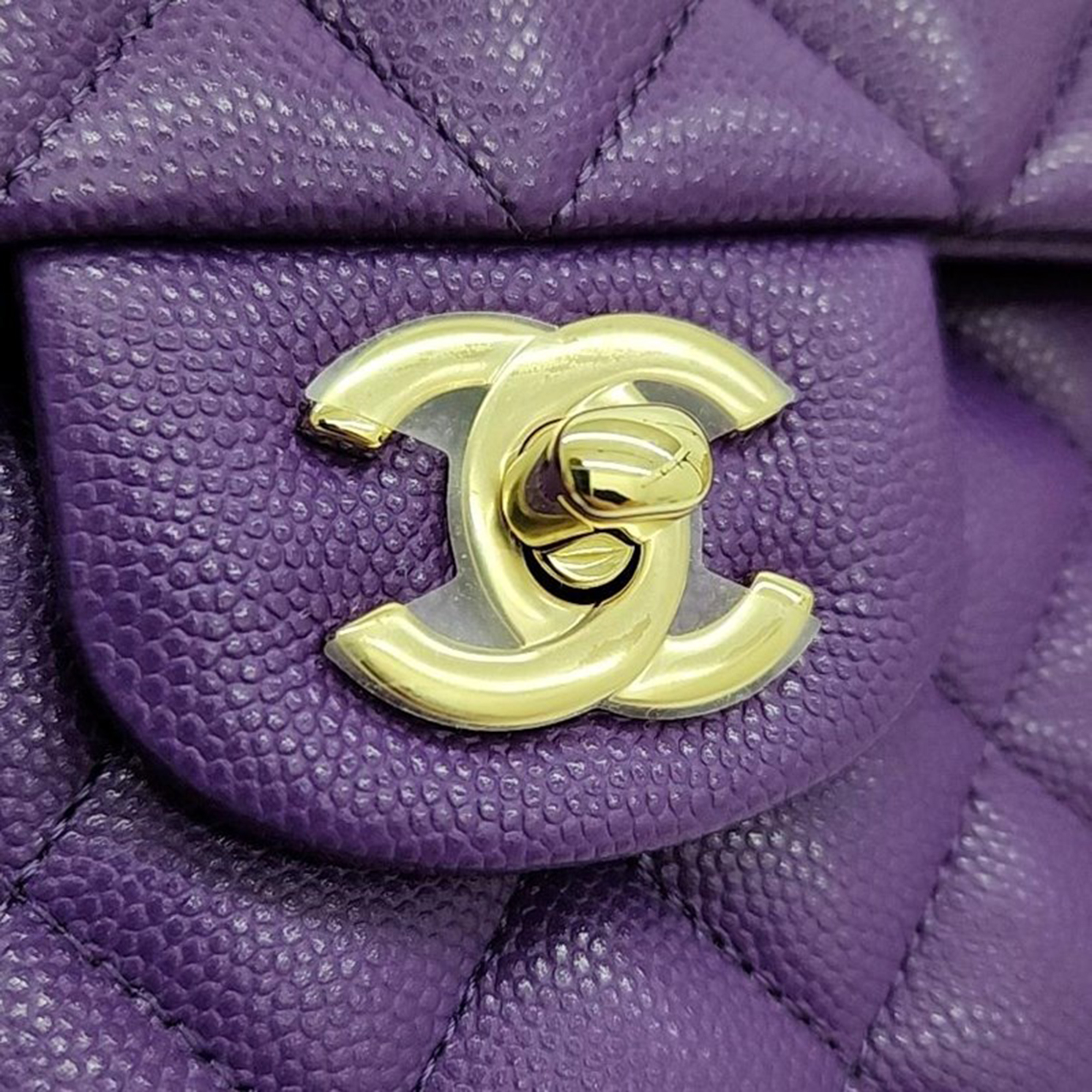 Chanel Caviar Purple Classic Small