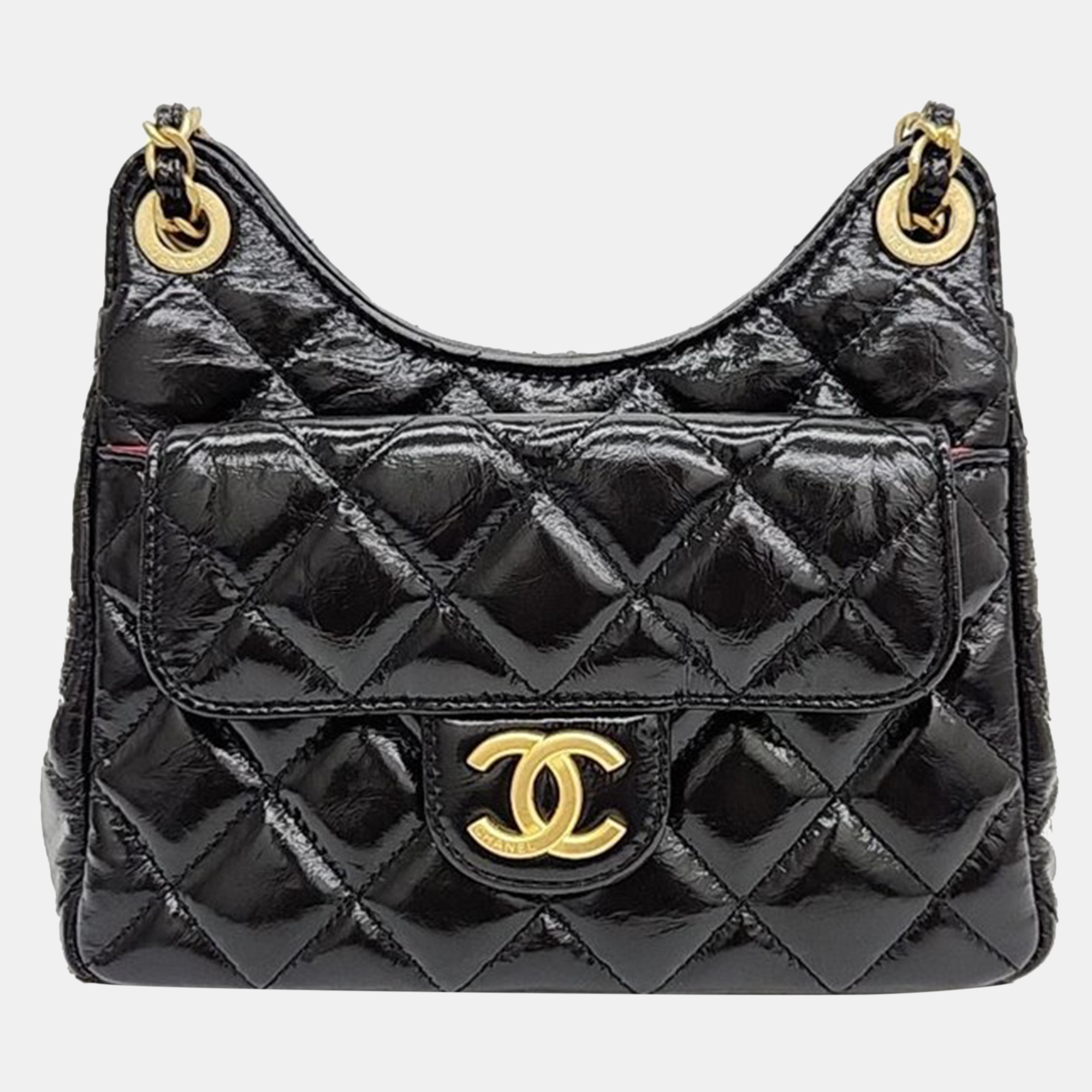 Chanel Leather Black Hobo Bag Small
