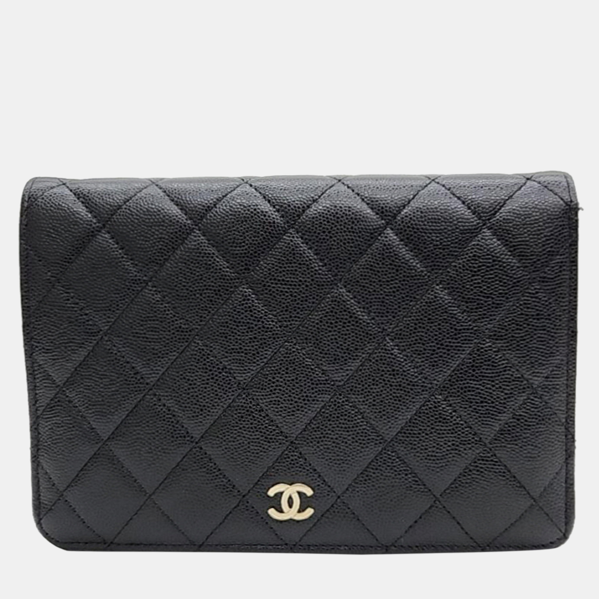 Chanel black caviar leather mini chain crossbody bag