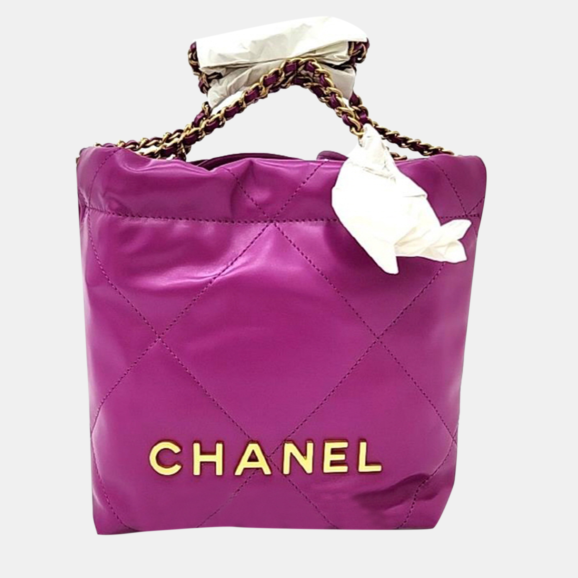 Chanel purple leather 22 mini bag