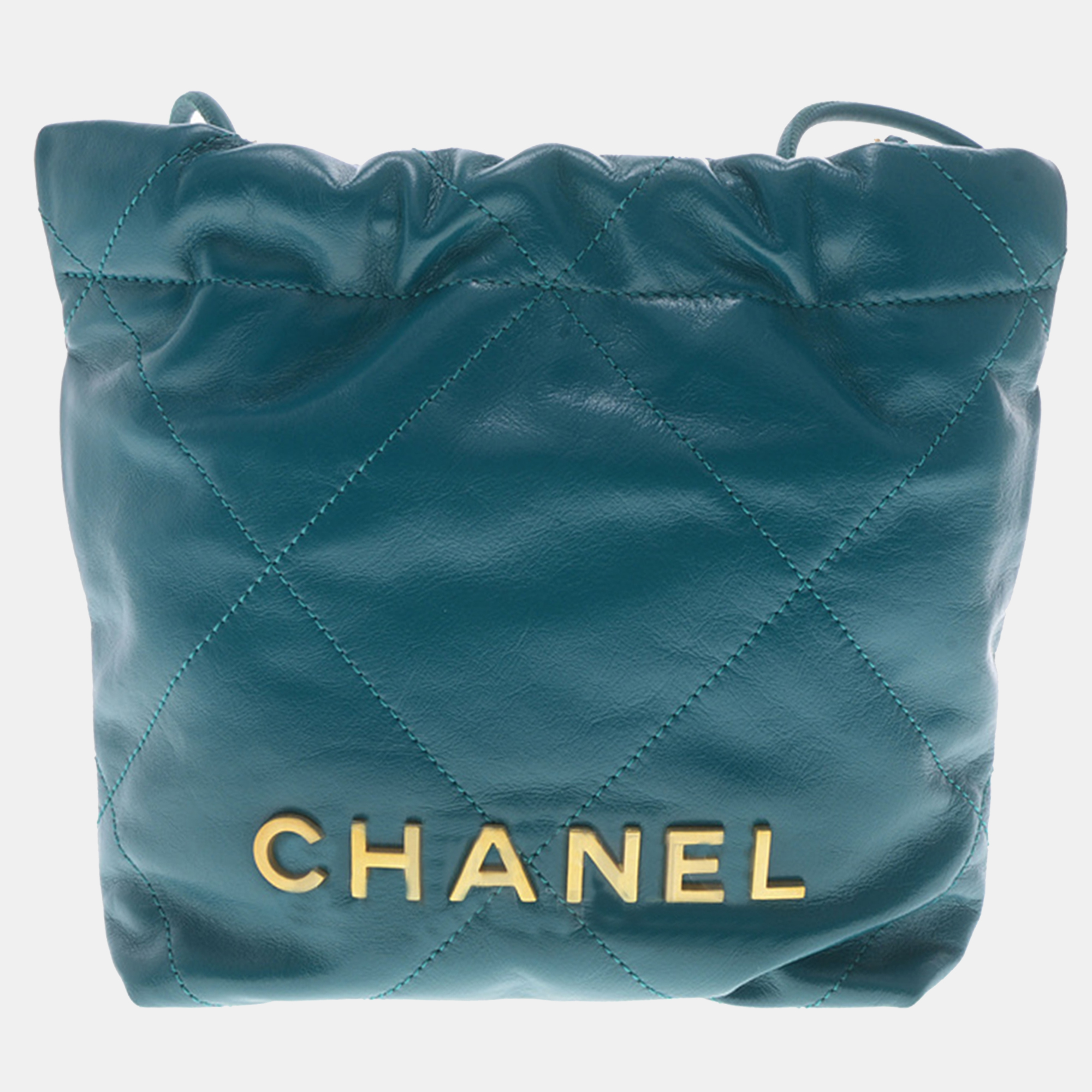 Chanel green leather mini 22 hobo bag