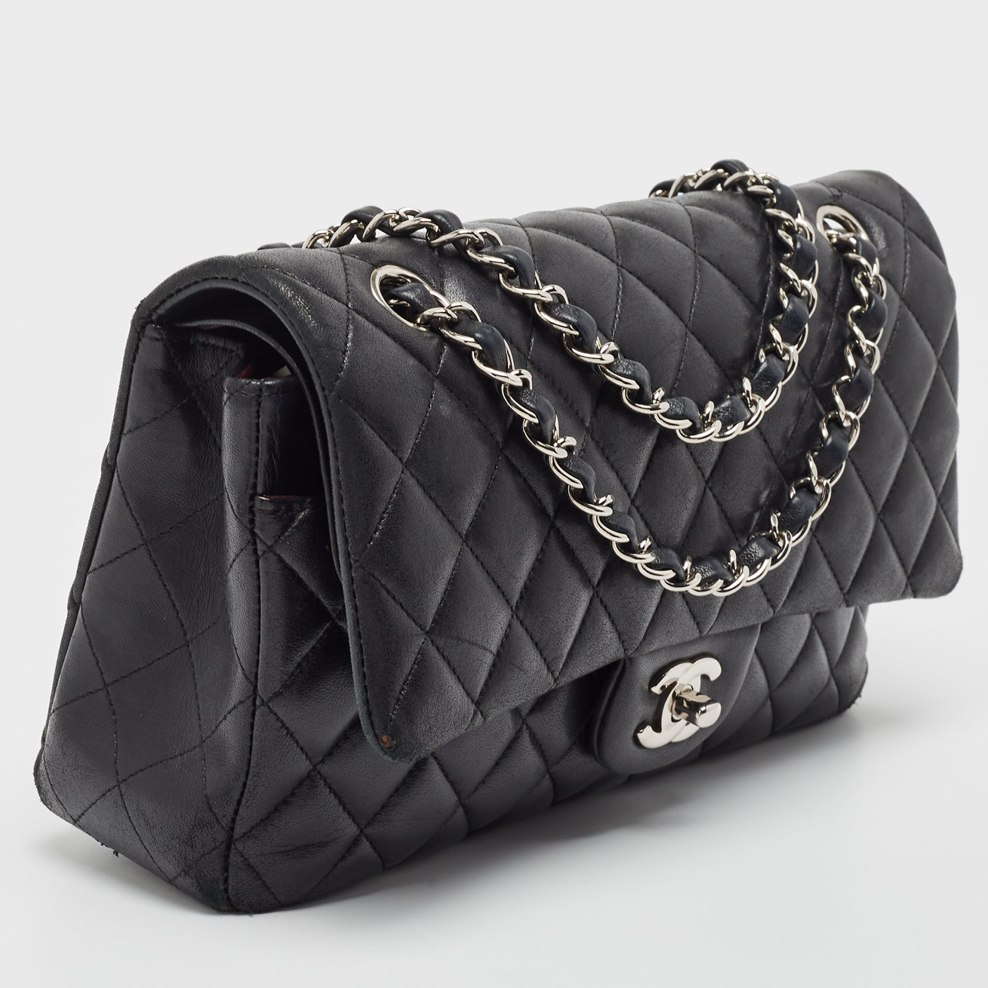 Chanel Black Quilted Leather Small CC Turnlock Full Double Flap Bag