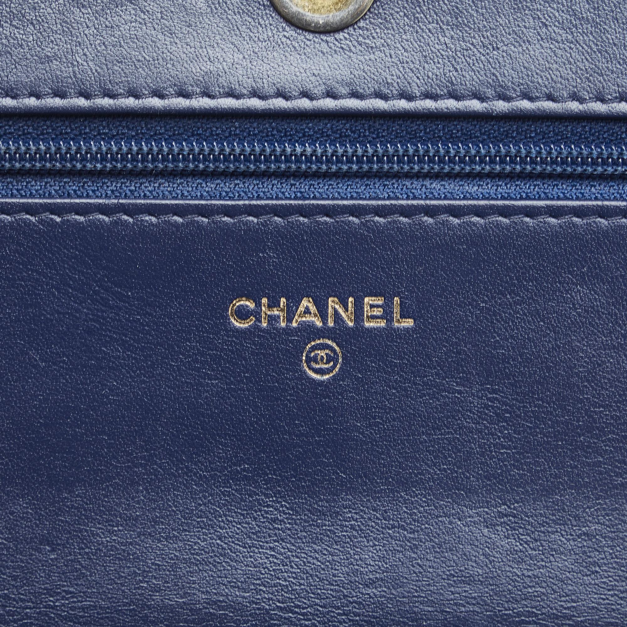 Chanel Navy Blue Boy Wallet On Chain