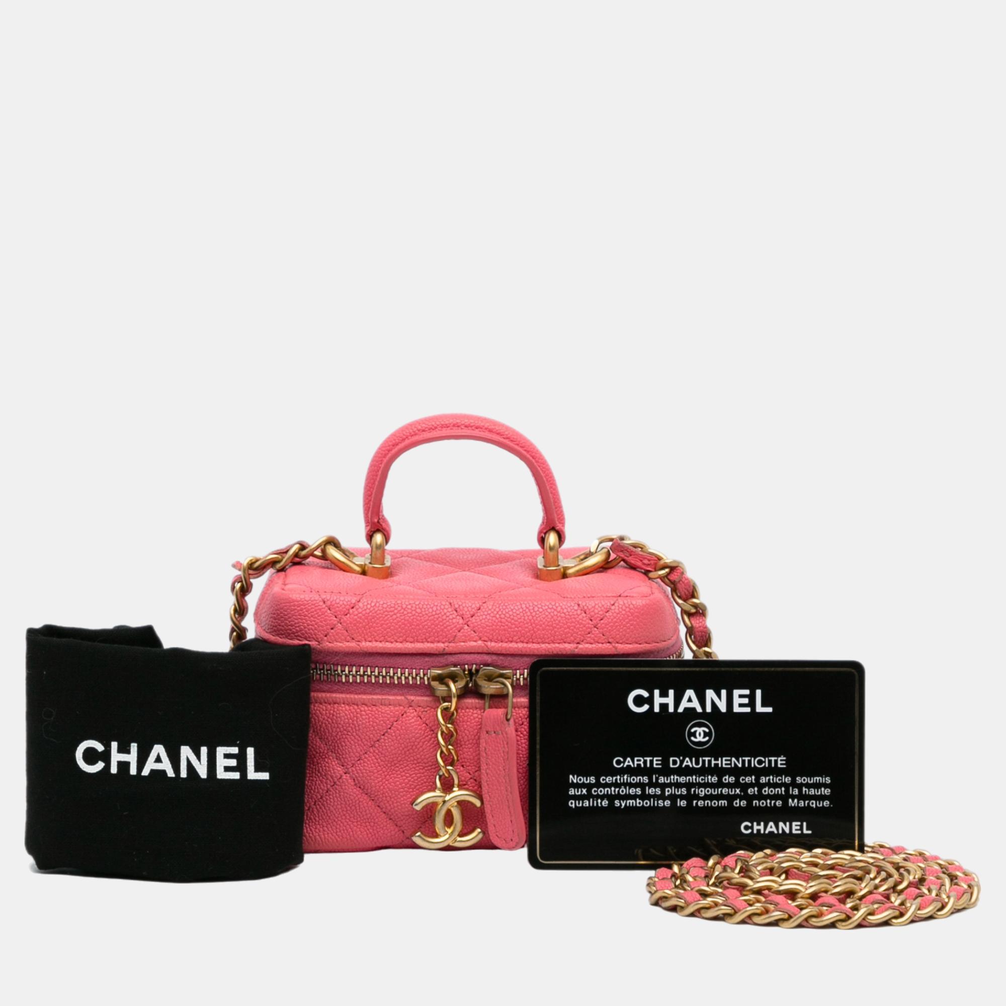 Chanel Pink Micro Caviar Vanity Bag