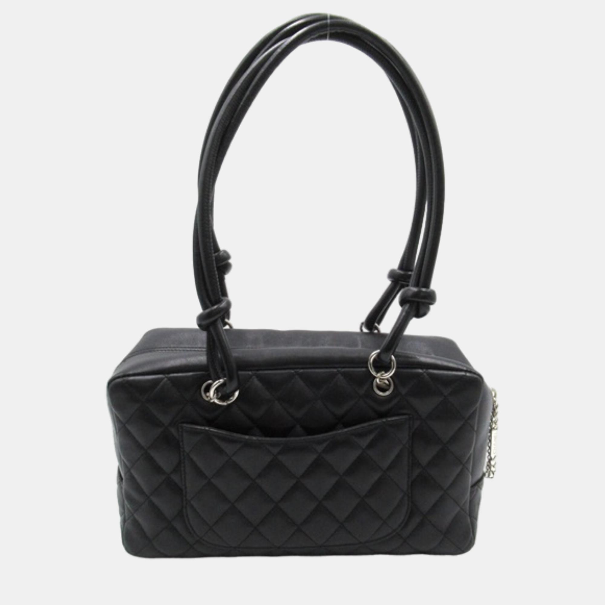 Chanel Black Cambon Quilted Leather Bowling Bag