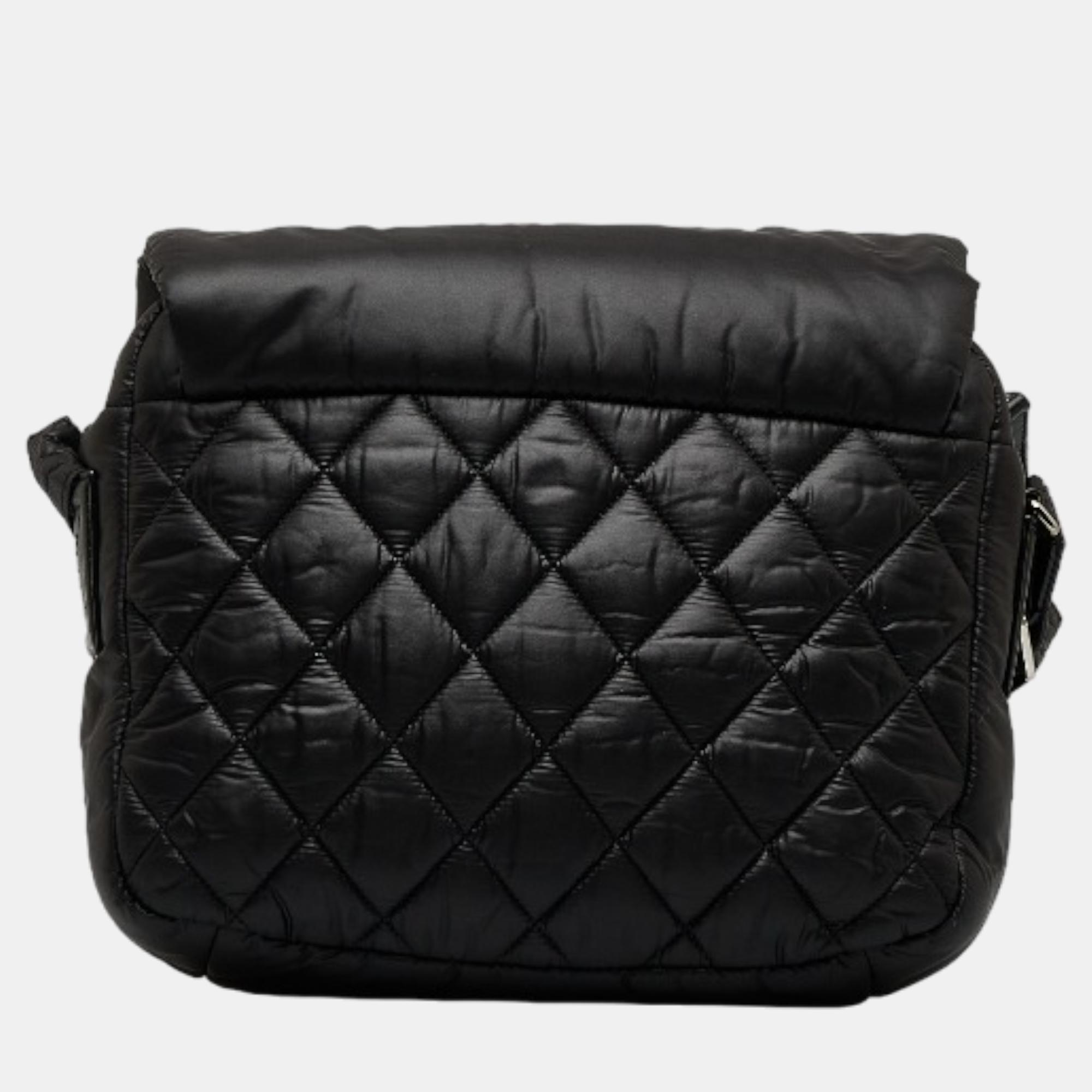 Chanel Black Canvas Cocoon Quilted Messenger Bag