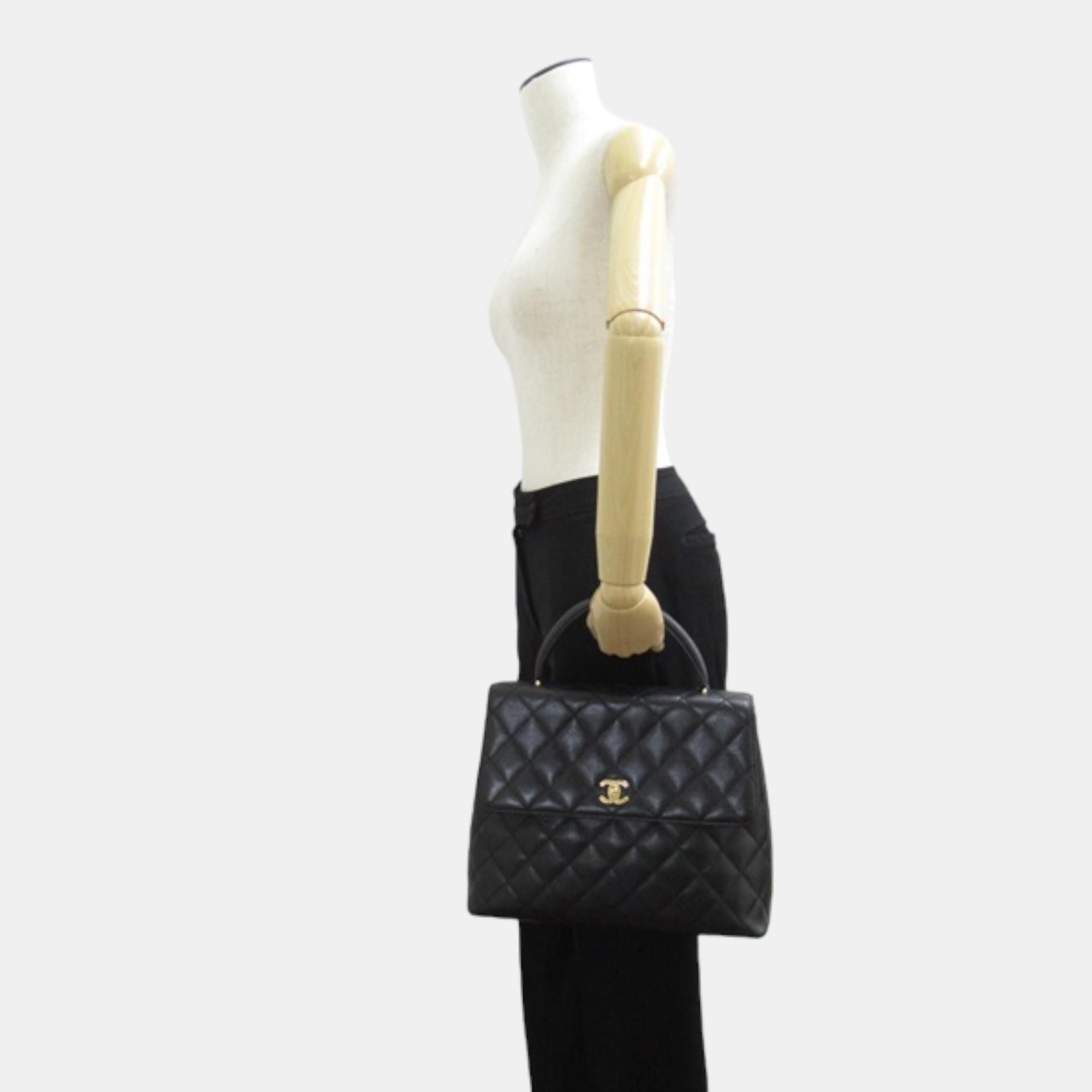 Chanel Black CC Caviar Kelly Top Handle Bag