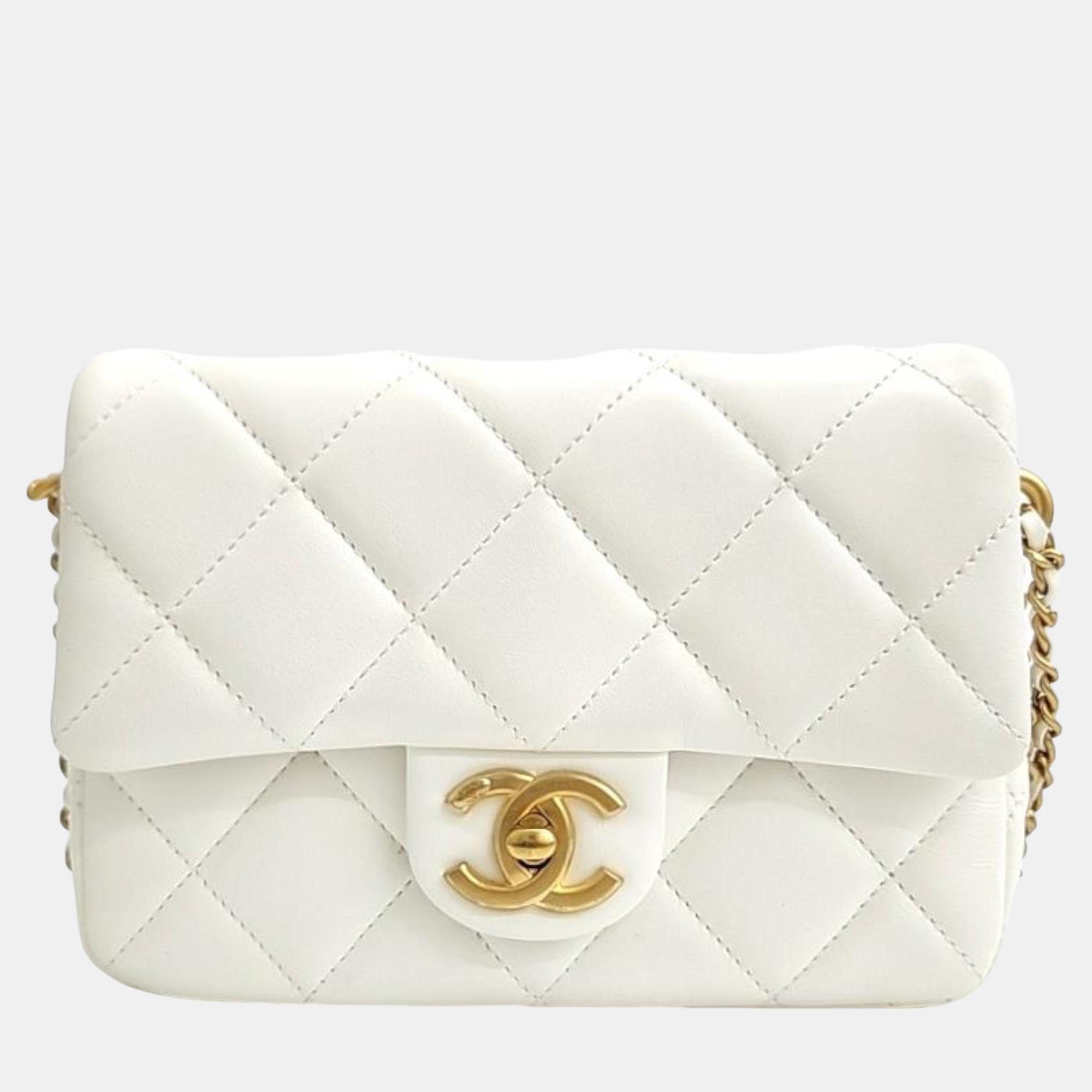 Chanel white leather my perfect mini crossbody bag
