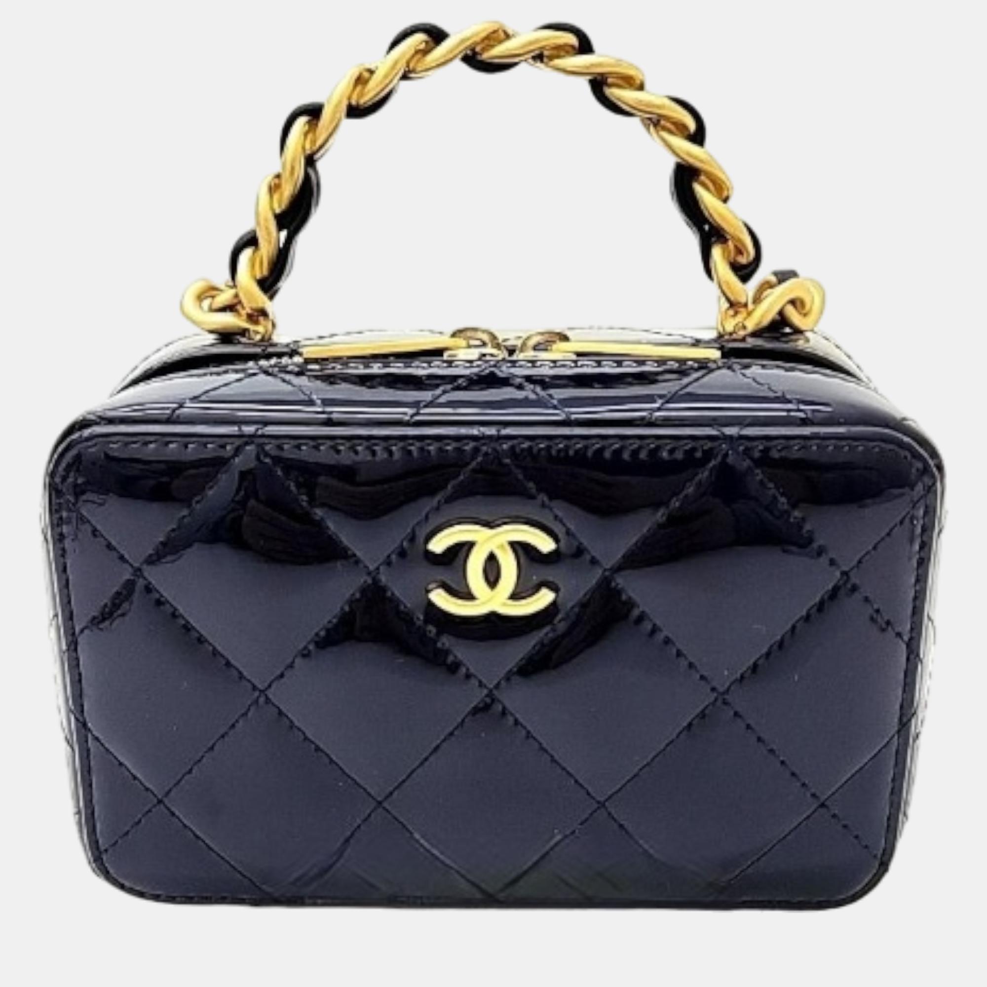 Chanel patent cosmetic top handle crossbody bag