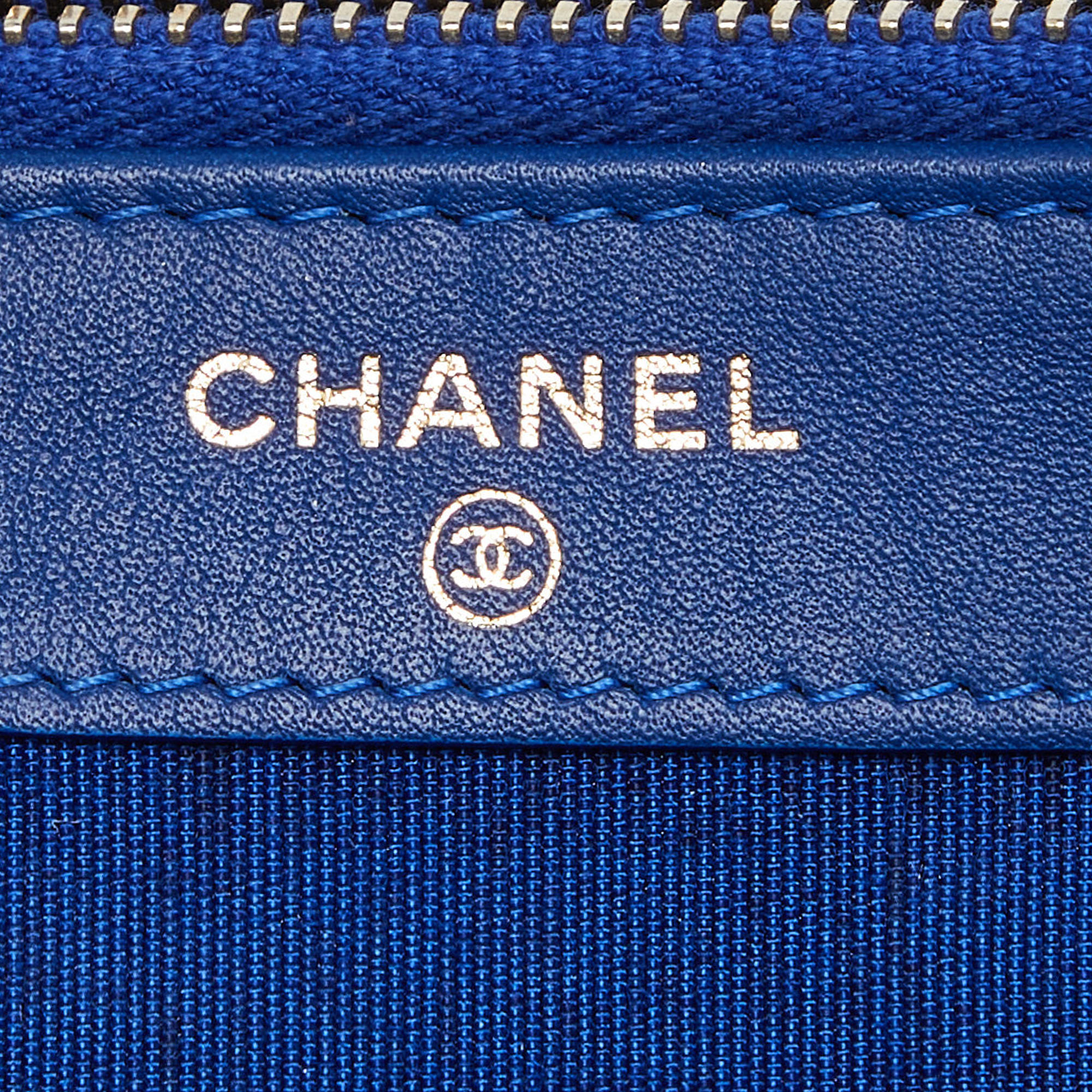 Chanel Blue Python Double Zip Chain Clutch