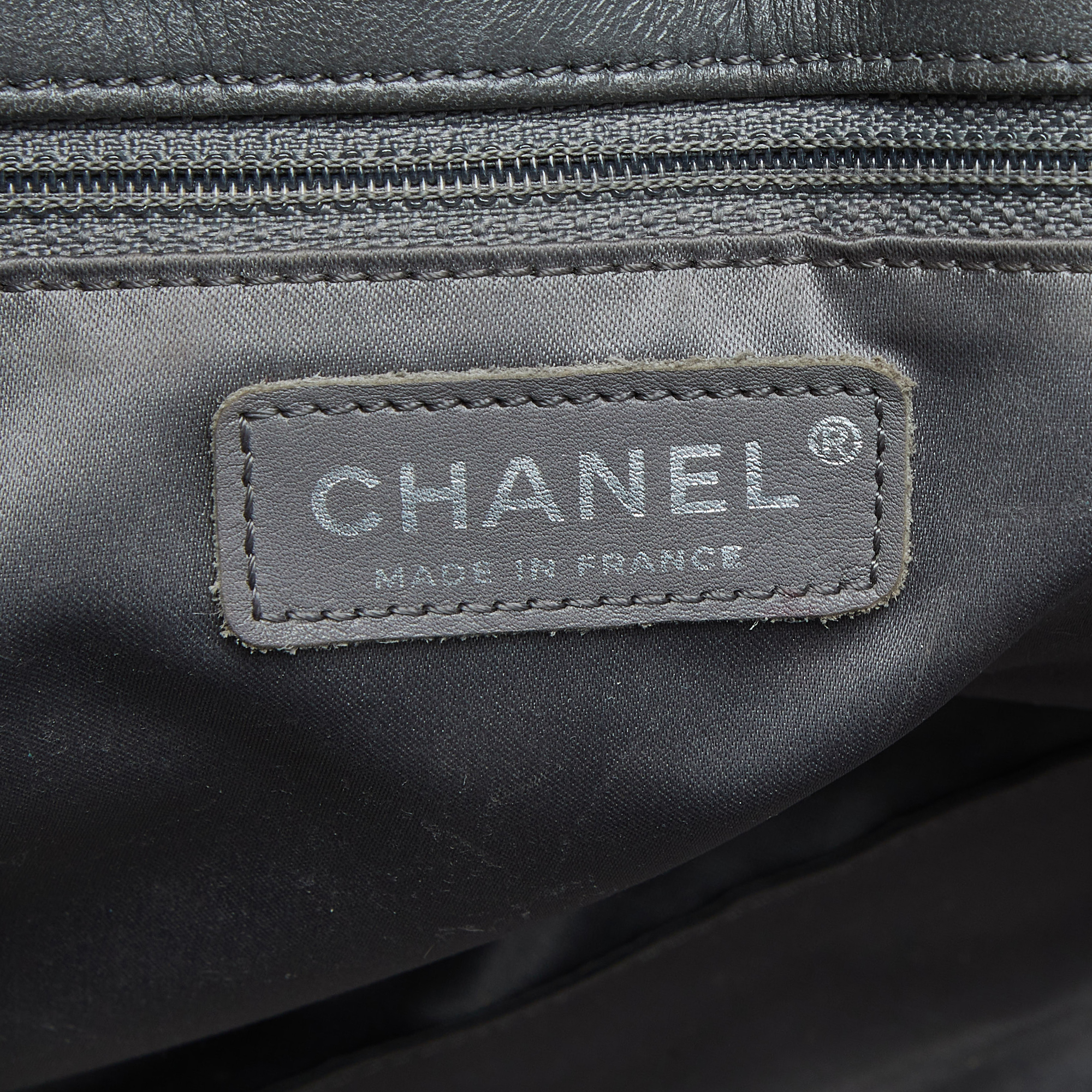 Chanel Grey Quilted Vinyl And Tweed Funny Patchwork Tote