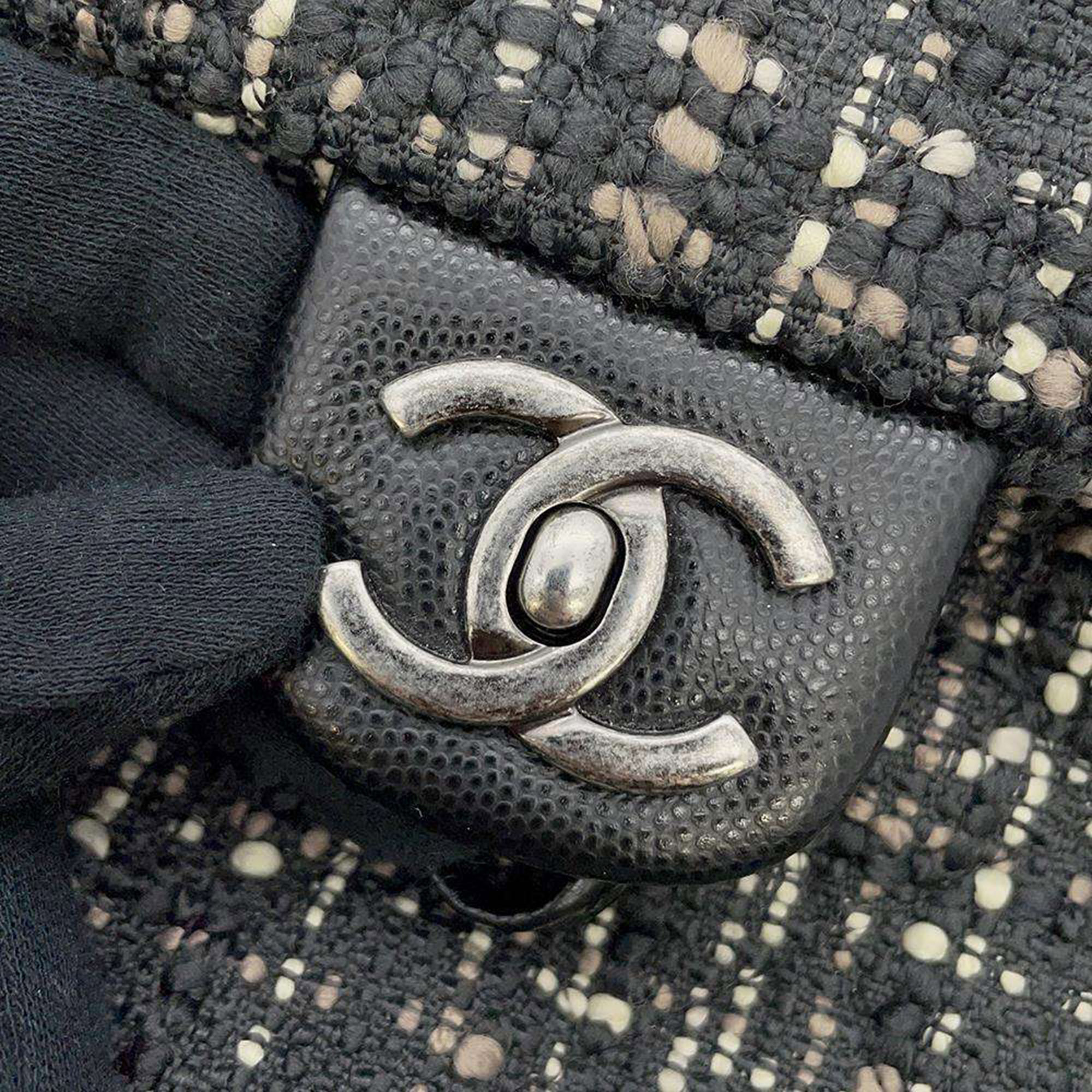 Chanel Black Tweed Urban Spirit Tweed Backpack