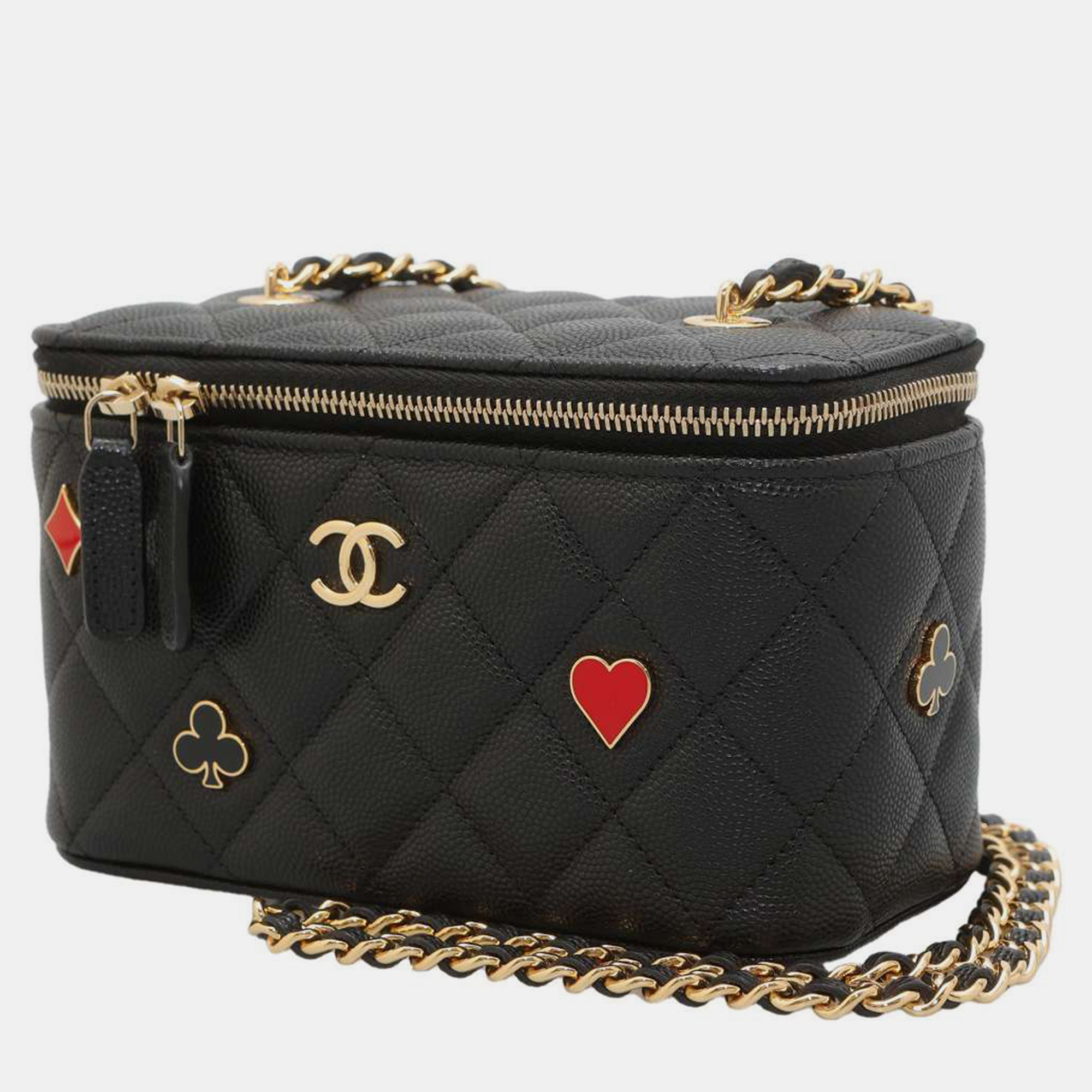 Chanel Black Leather Chain Vanity Shoulder Bag