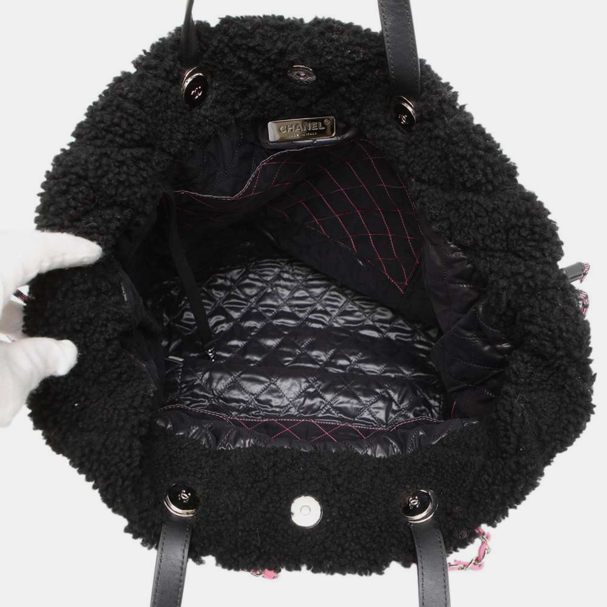 Chanel Black Shearling Coco Neige Tote Bag