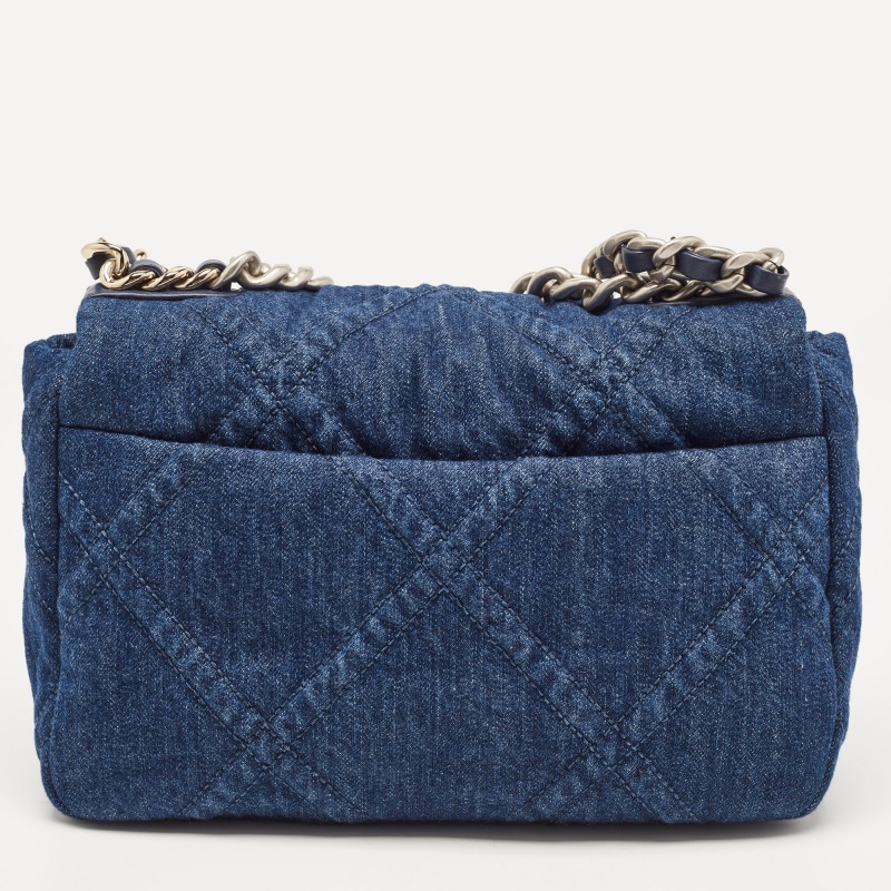 Chanel Blue Quilted Denim Medium 19 Flap Bag