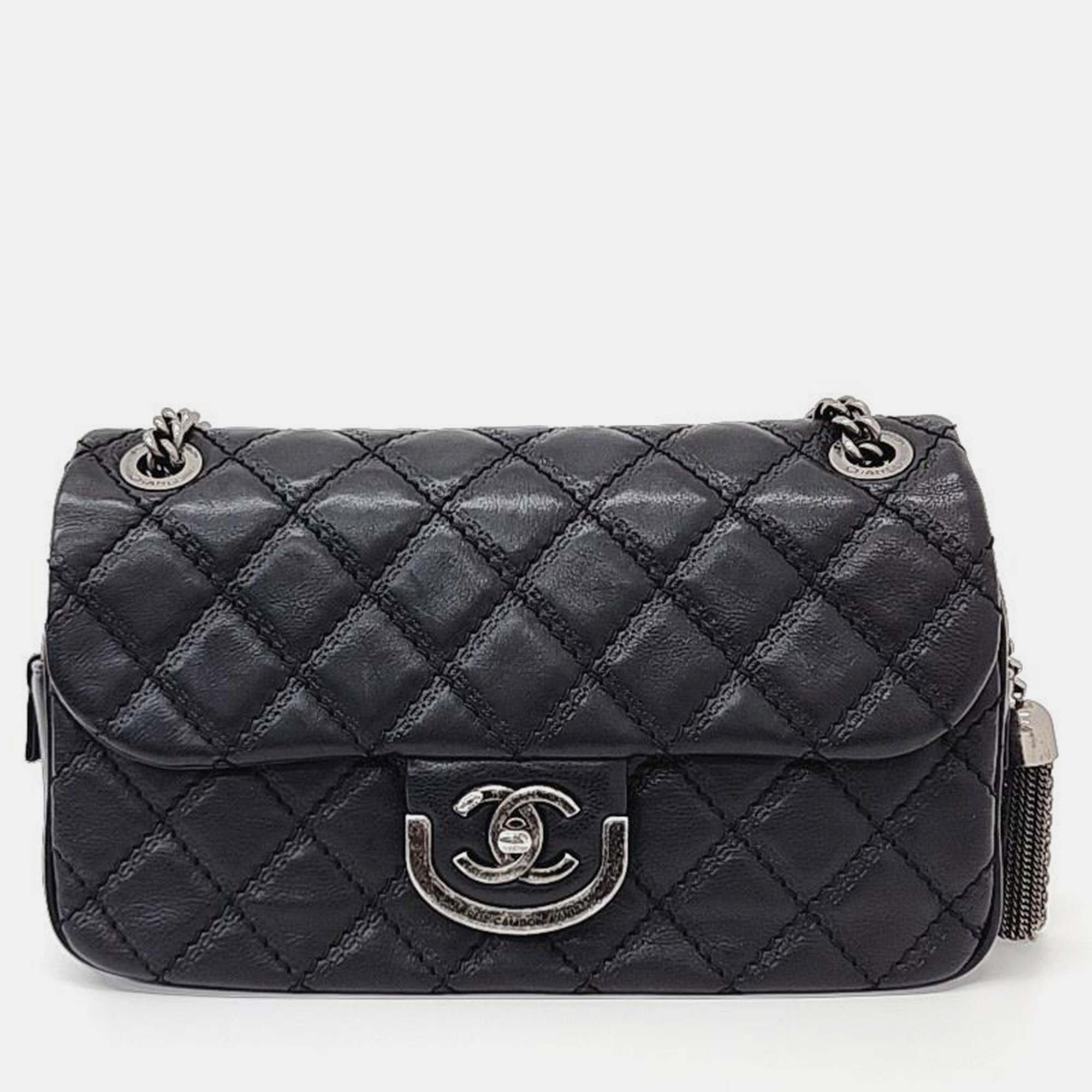 Chanel Leather Black Chain Shoulder Bag