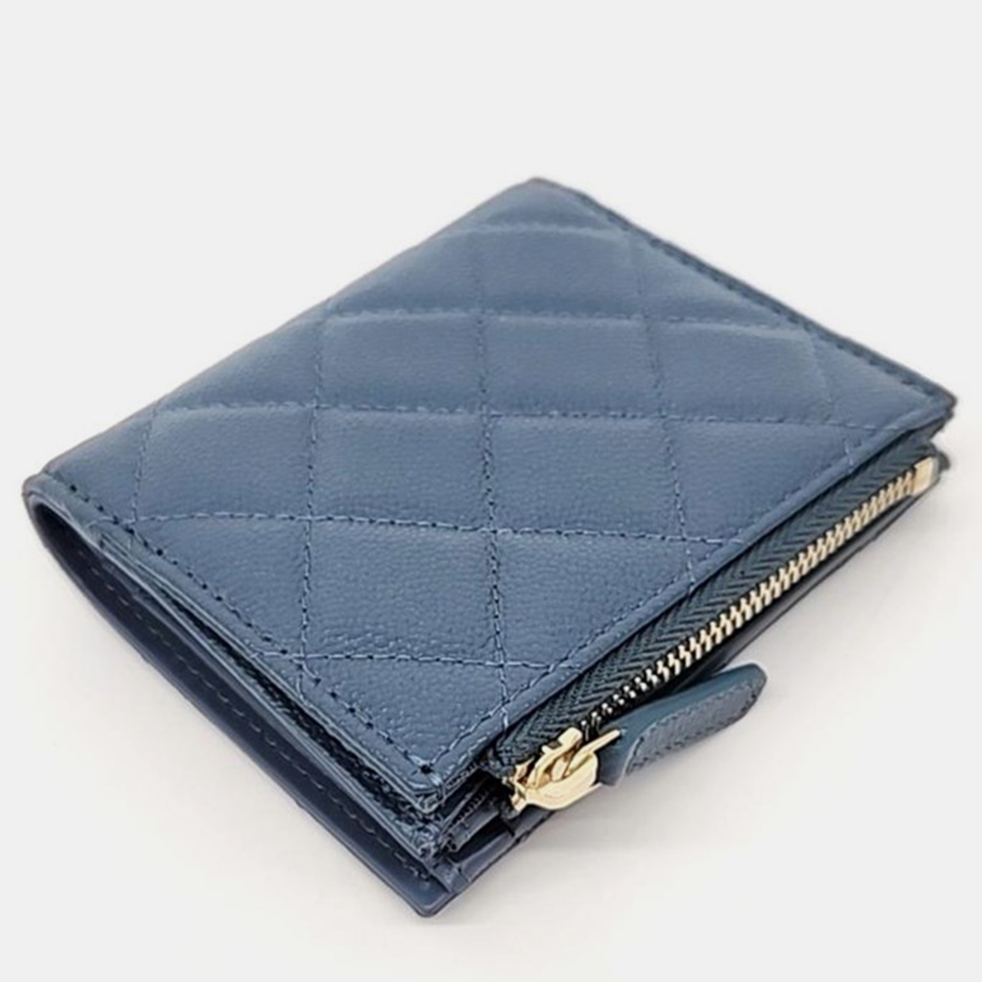 Chanel Caviar Blue Compact Wallet