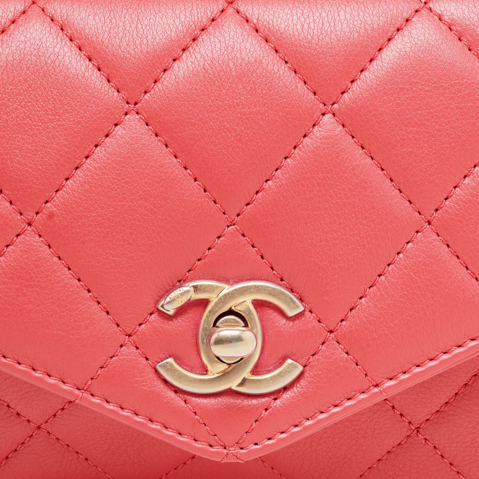 Chanel Orange Quilted Leather Envelope Flap Waist Bag
