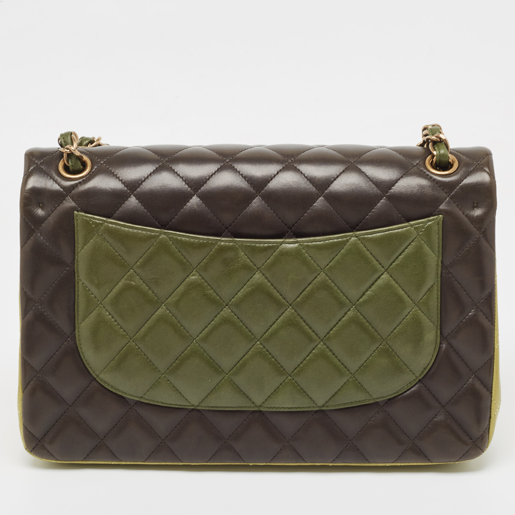 Chanel Tricolor Quilted Lambskin Leather Jumbo Classic Double Flap Bag