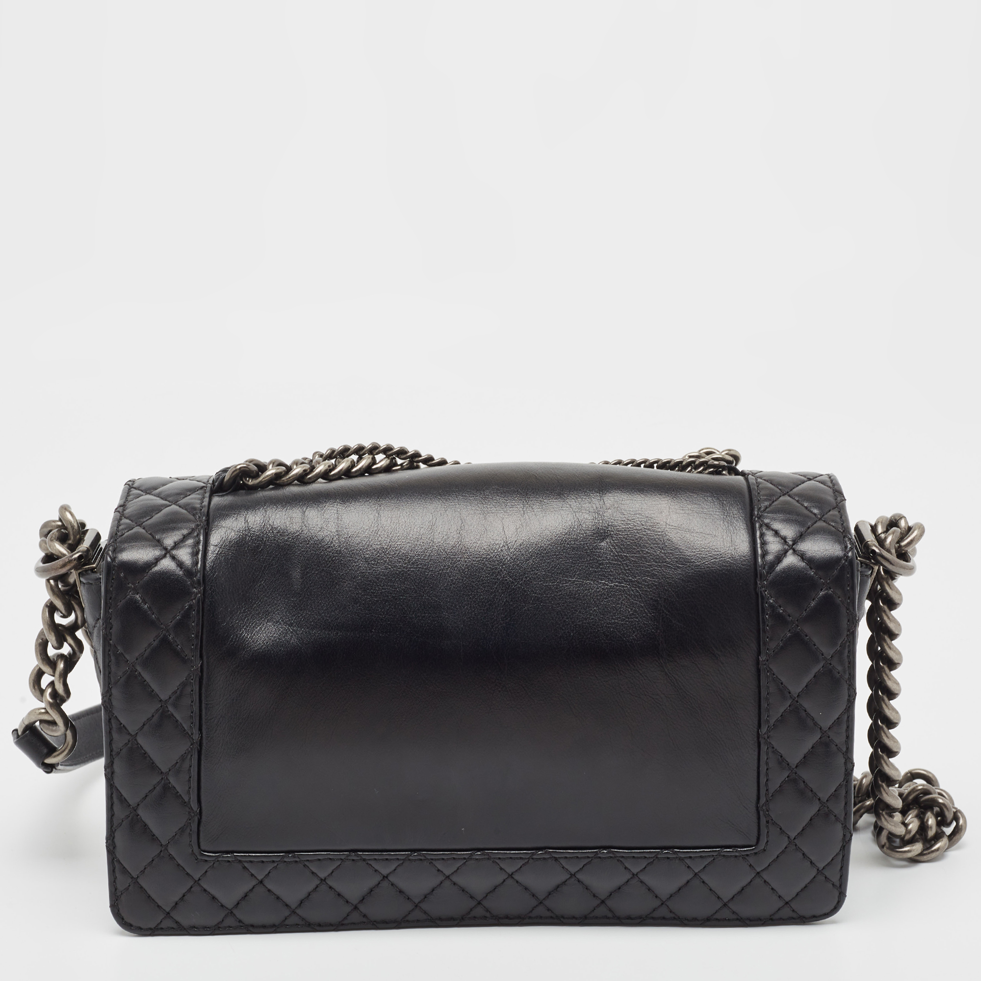 Chanel Black Leather Medium Enchained Boy Flap Bag
