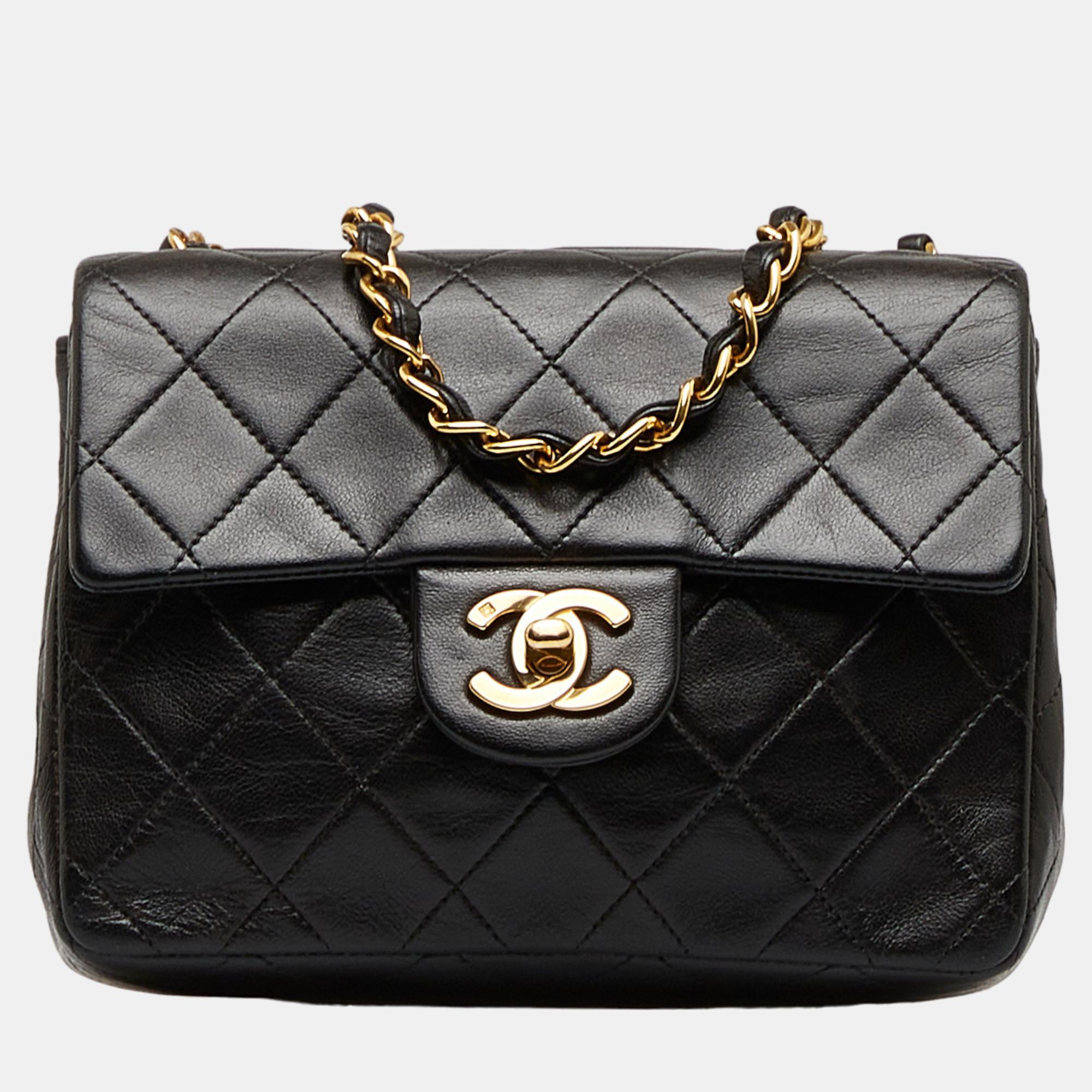 Chanel Black Mini Classic Lambskin Square Single Flap