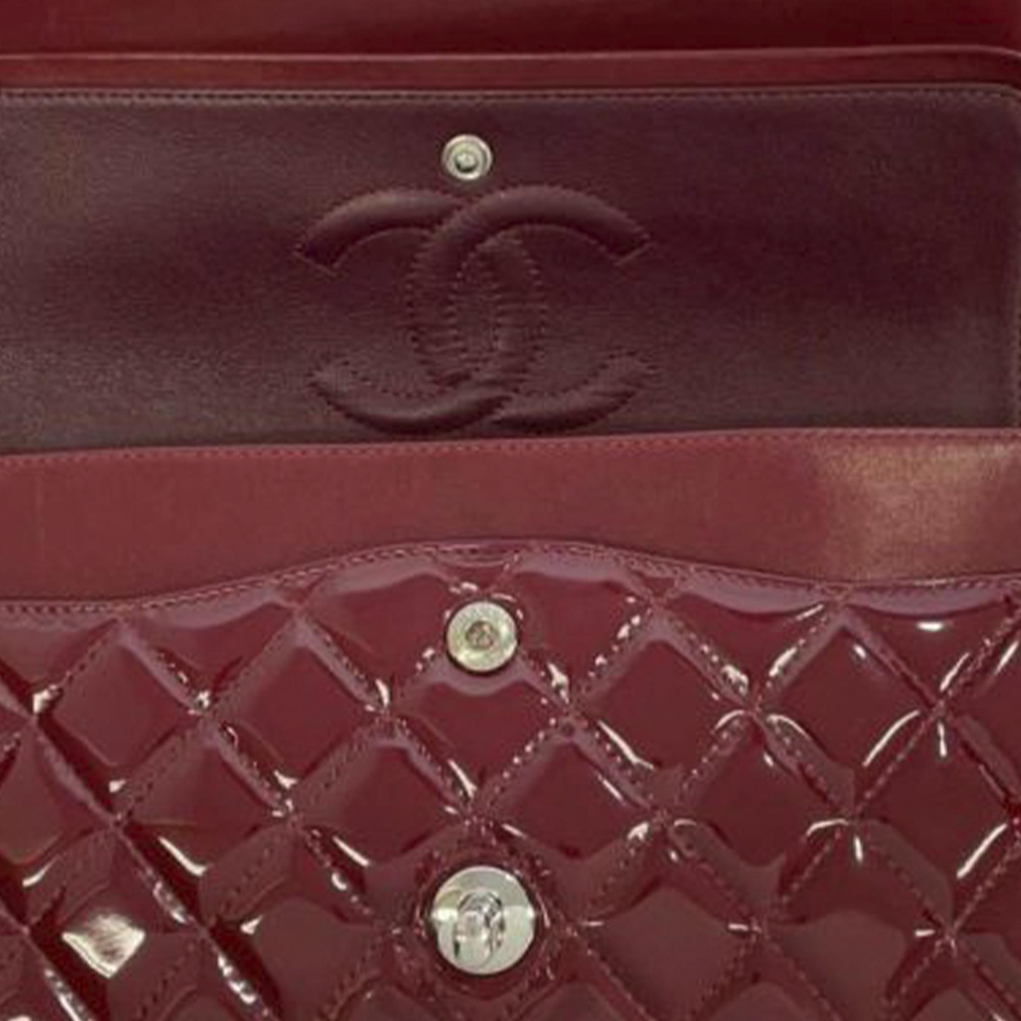 Chanel Red Medium Classic Patent Double Flap