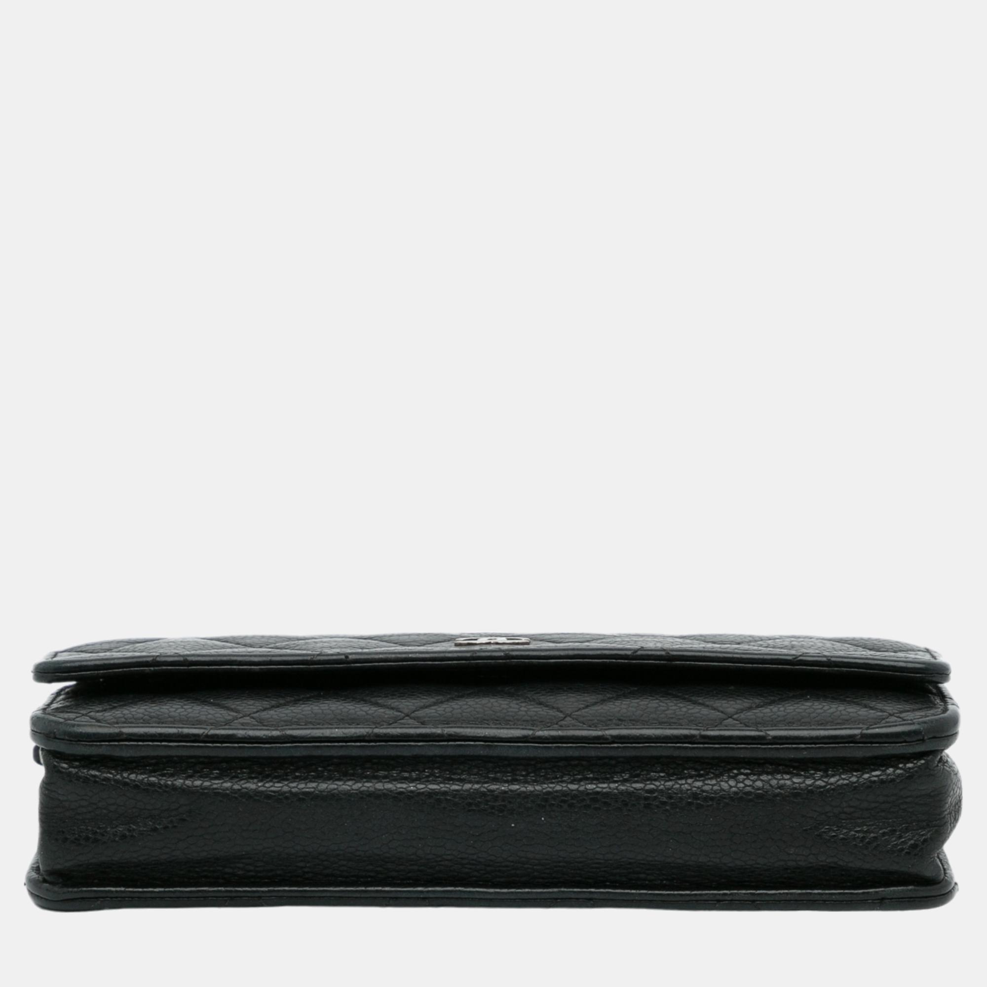 Chanel Black CC Caviar Wallet On Chain