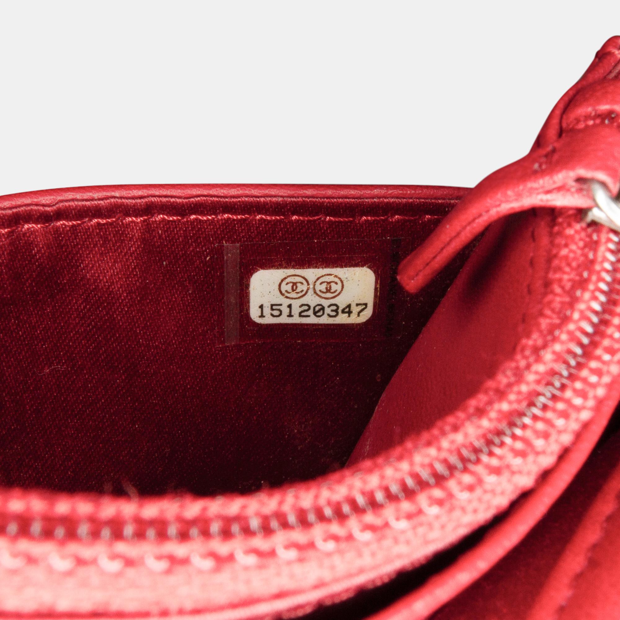 Chanel Red Camellia Wallet On Chain