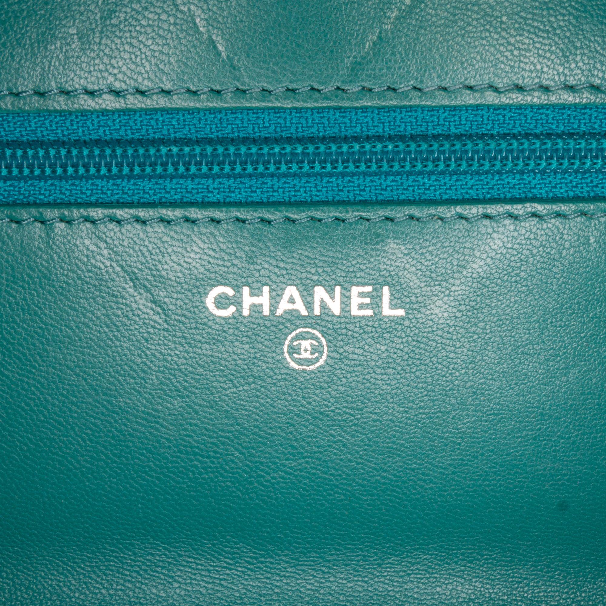 Chanel Green CC Wild Stitch Wallet On Chain
