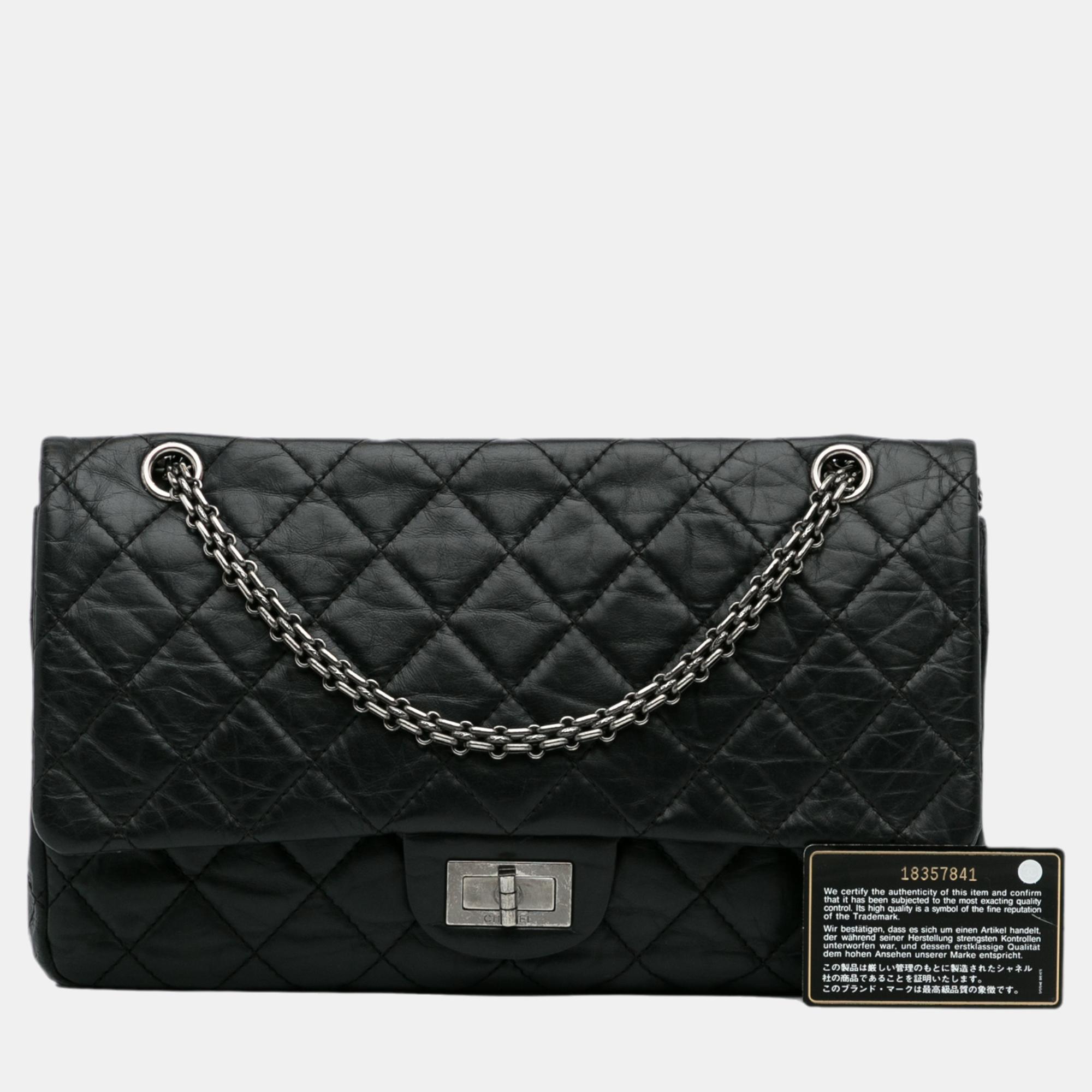 Chanel Black Reissue 2.55 Aged Calfskin Double Flap 227
