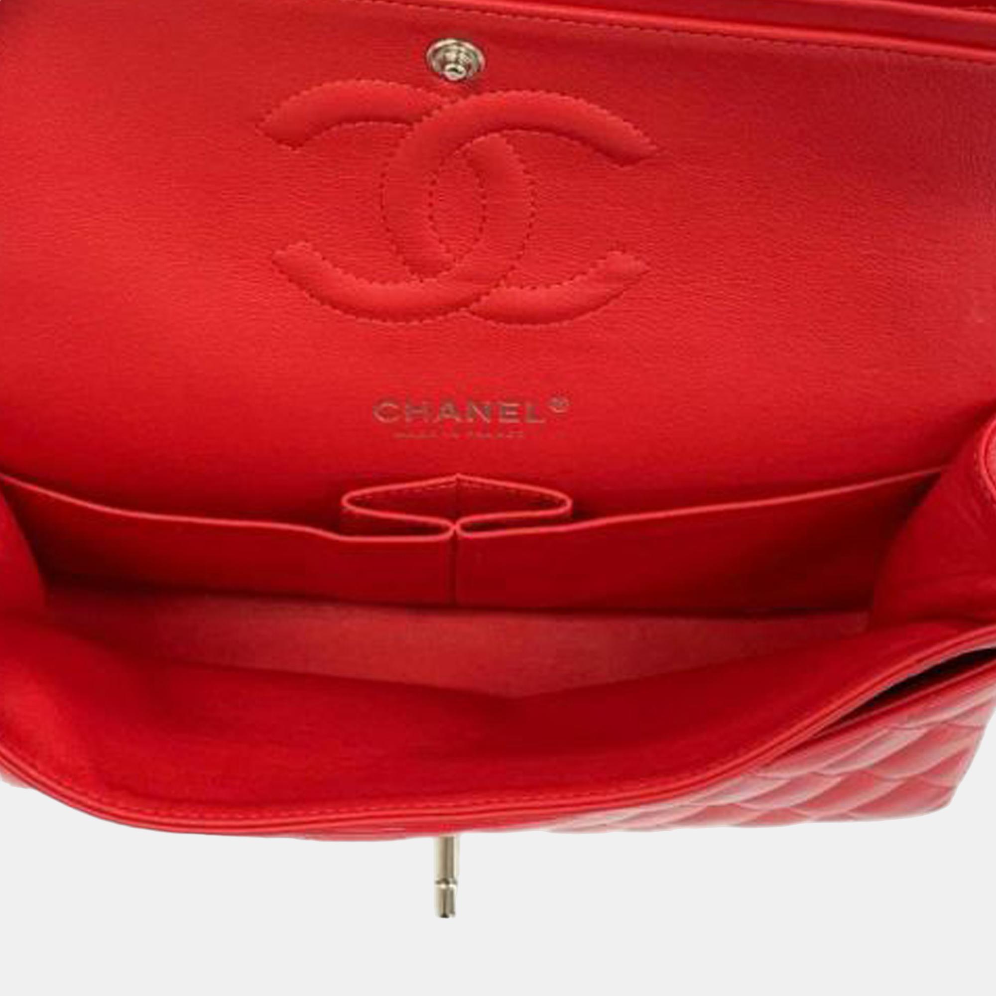 Chanel Red Medium Classic Patent Double Flap