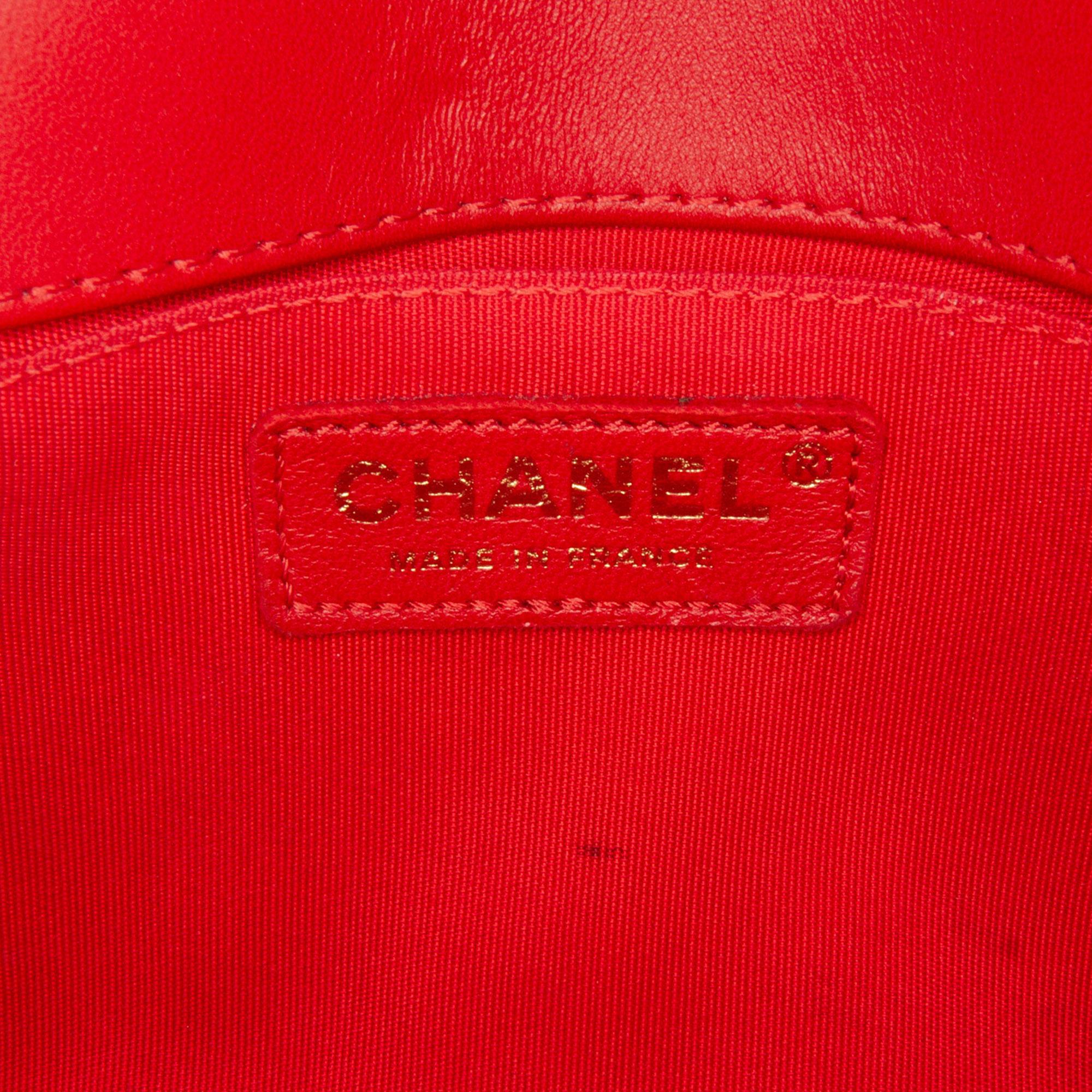 Chanel Red Medium Lambskin Boy Flap Bag