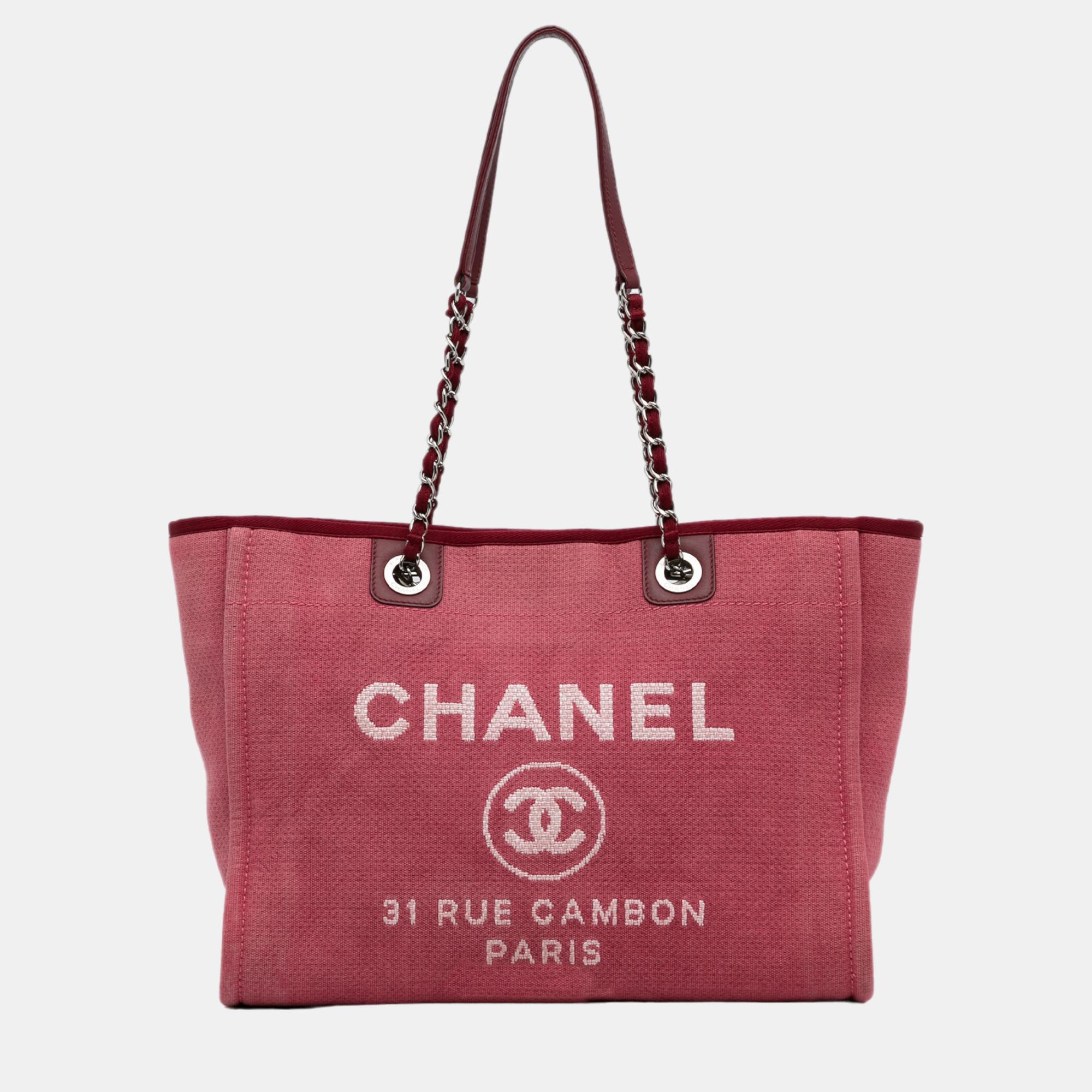 Chanel Red Deauville Tote