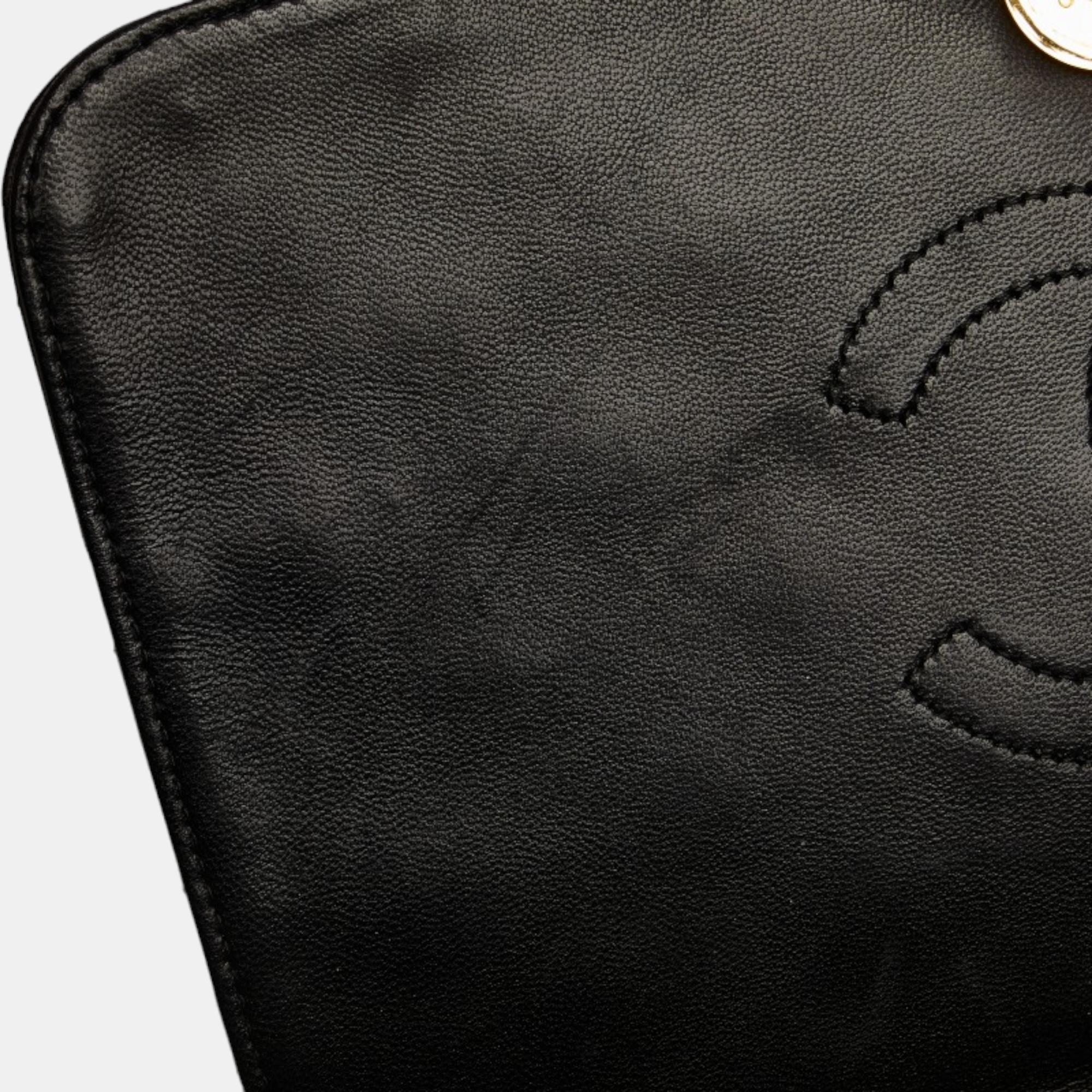 Chanel Black Leather Full Flap Shoulder Bag
