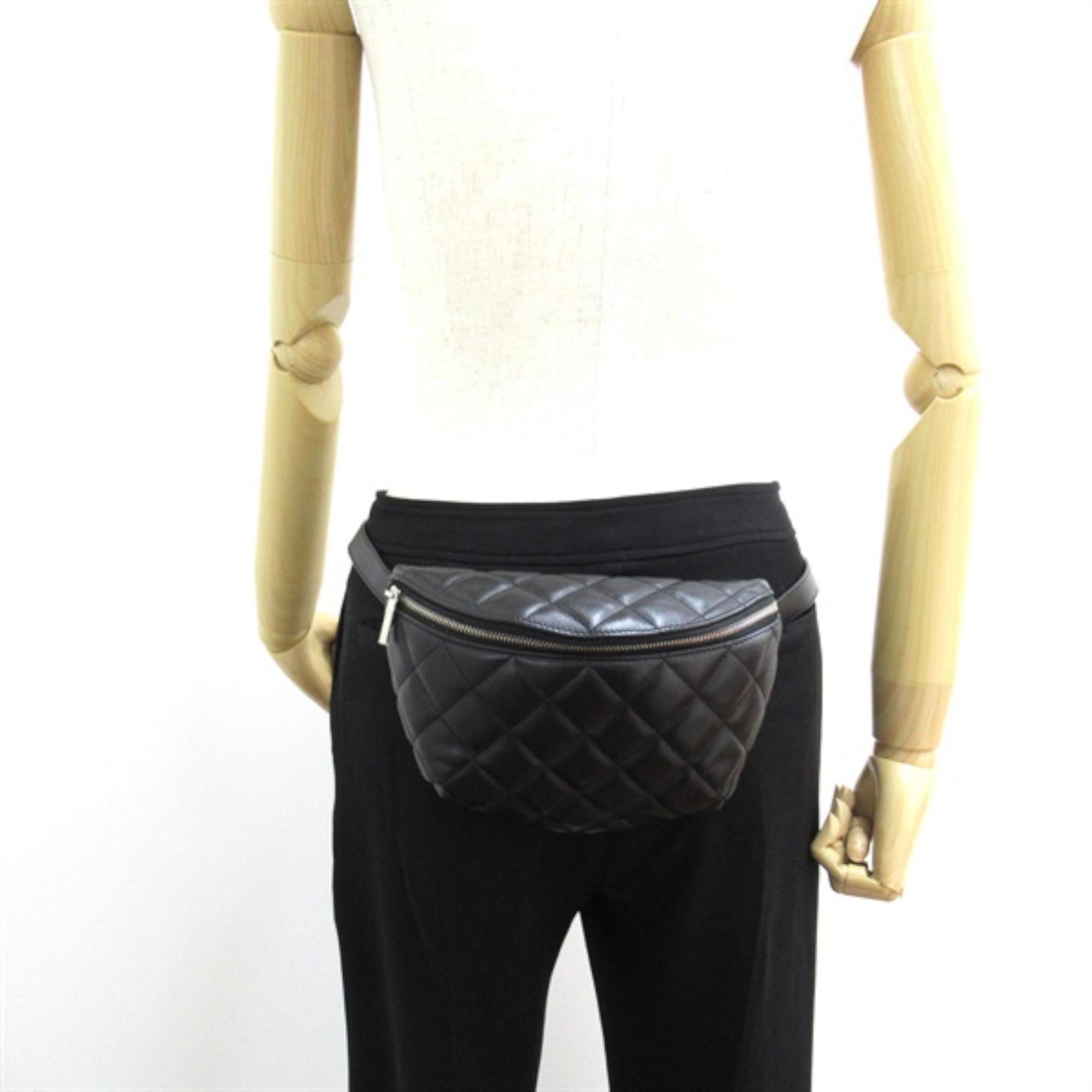 Chanel Black Leather Quilted CC Belt Bag