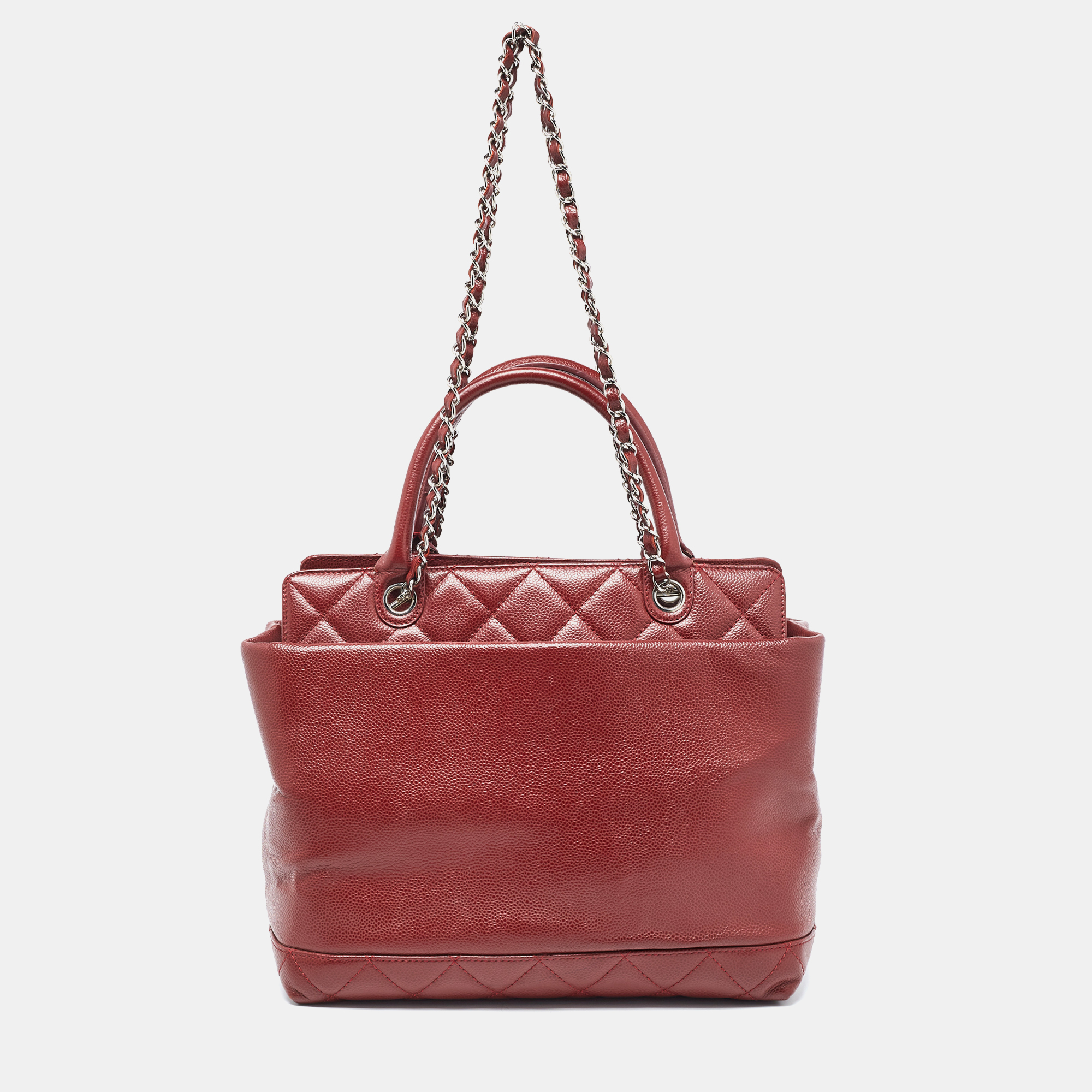 Chanel Red Quilted Caviar Leather Shiva Tote