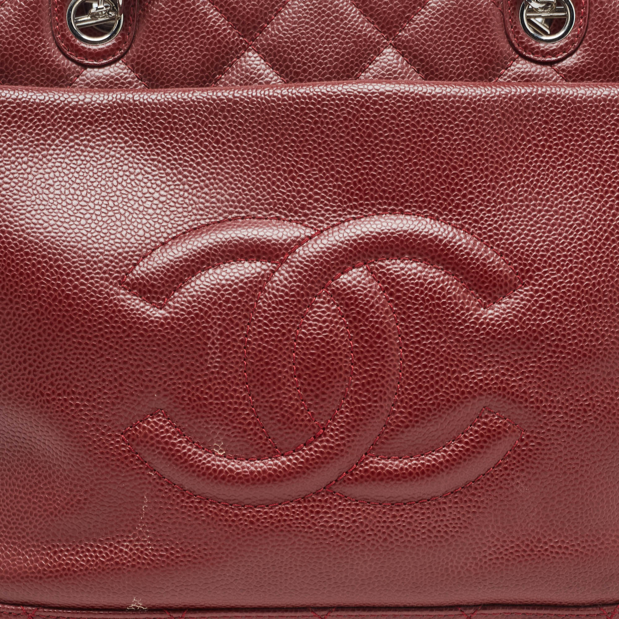 Chanel Red Quilted Caviar Leather Shiva Tote
