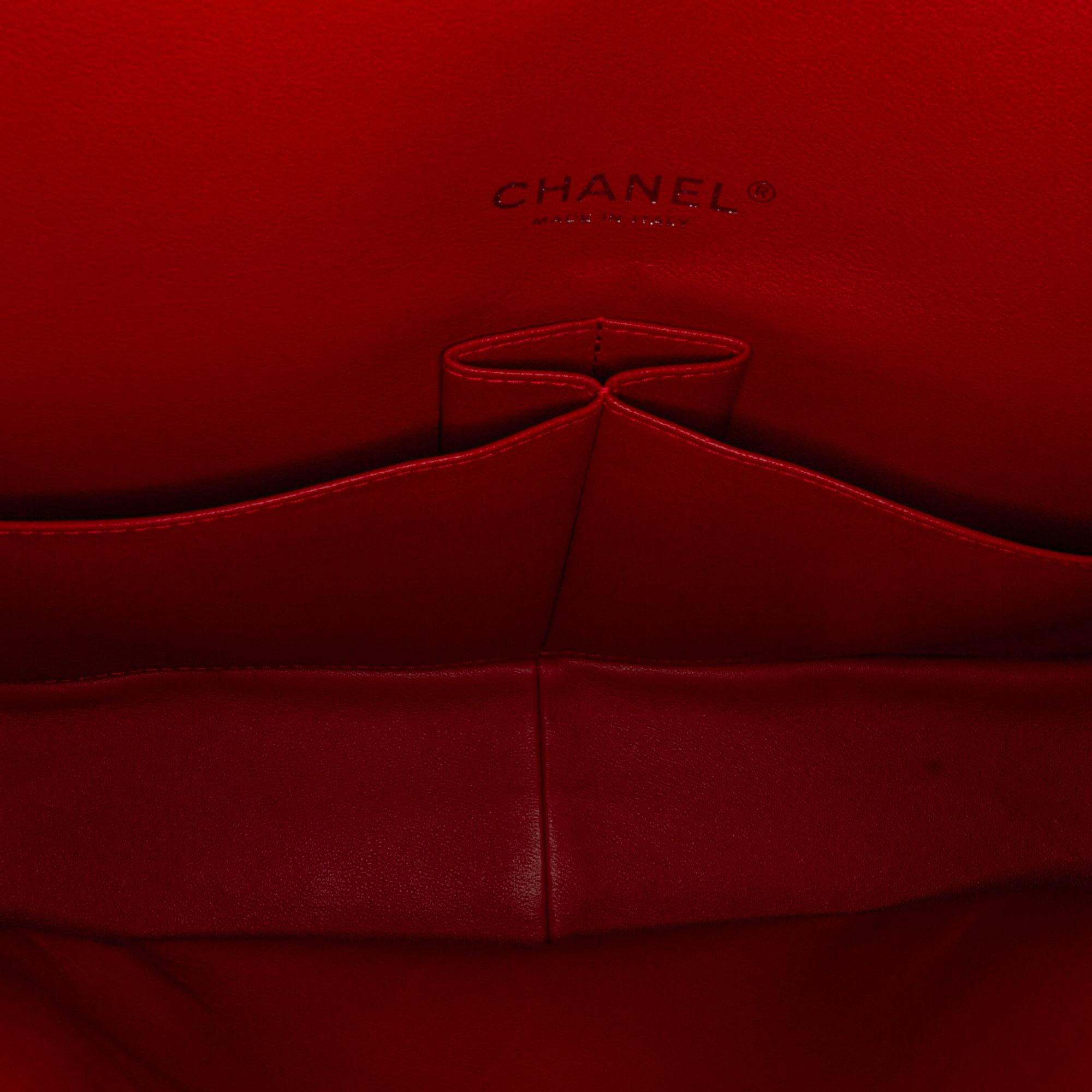 Chanel Red Maxi Classic Lambskin Double Flap
