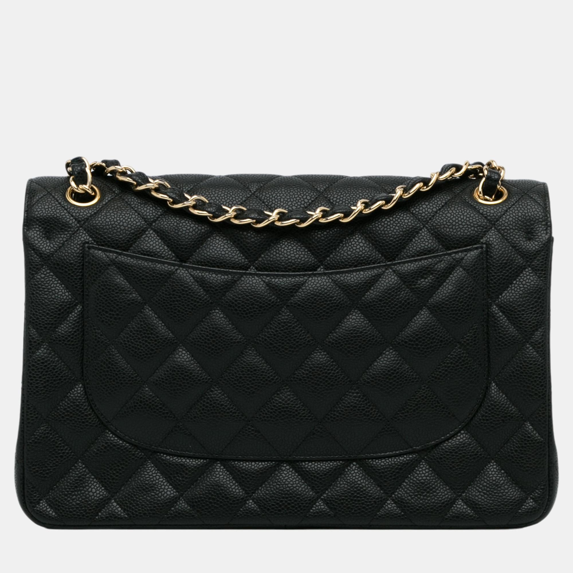 Chanel Black Jumbo Classic Caviar Single Flap Bag