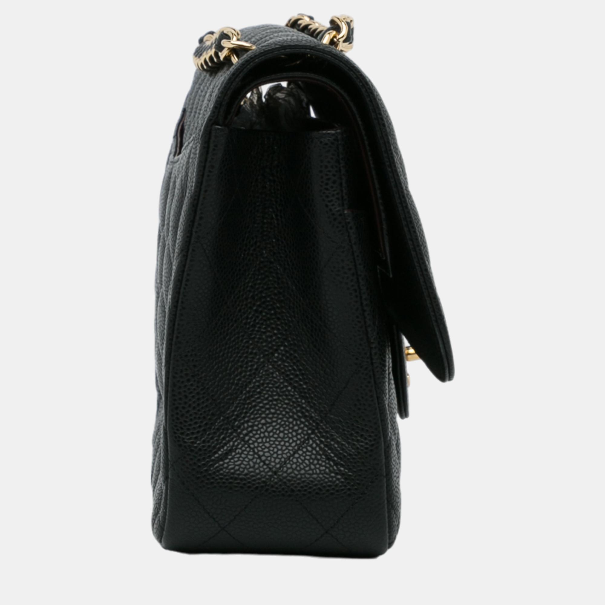 Chanel Black Jumbo Classic Caviar Single Flap Bag